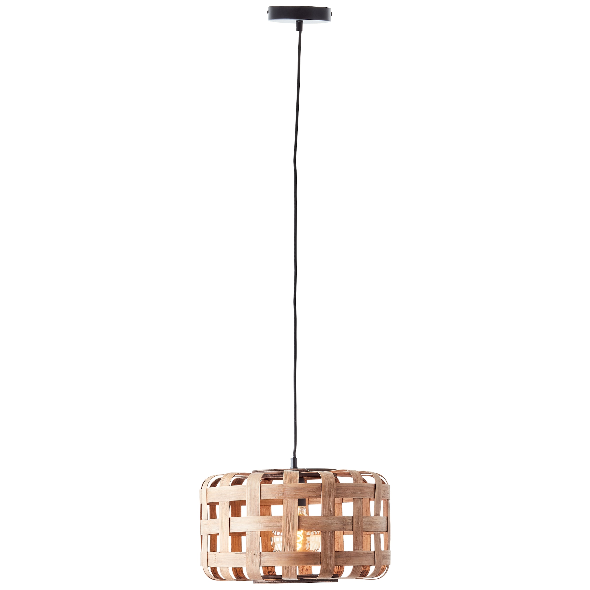Brilliant Pendelleuchte »Woodline«, 1 flammig, Leuchtmittel E27 | ohne Leuchtmittel, 148 x 36 cm, 1 x E27, kürzbar, Schirm aus Bambus, natur/schwarz