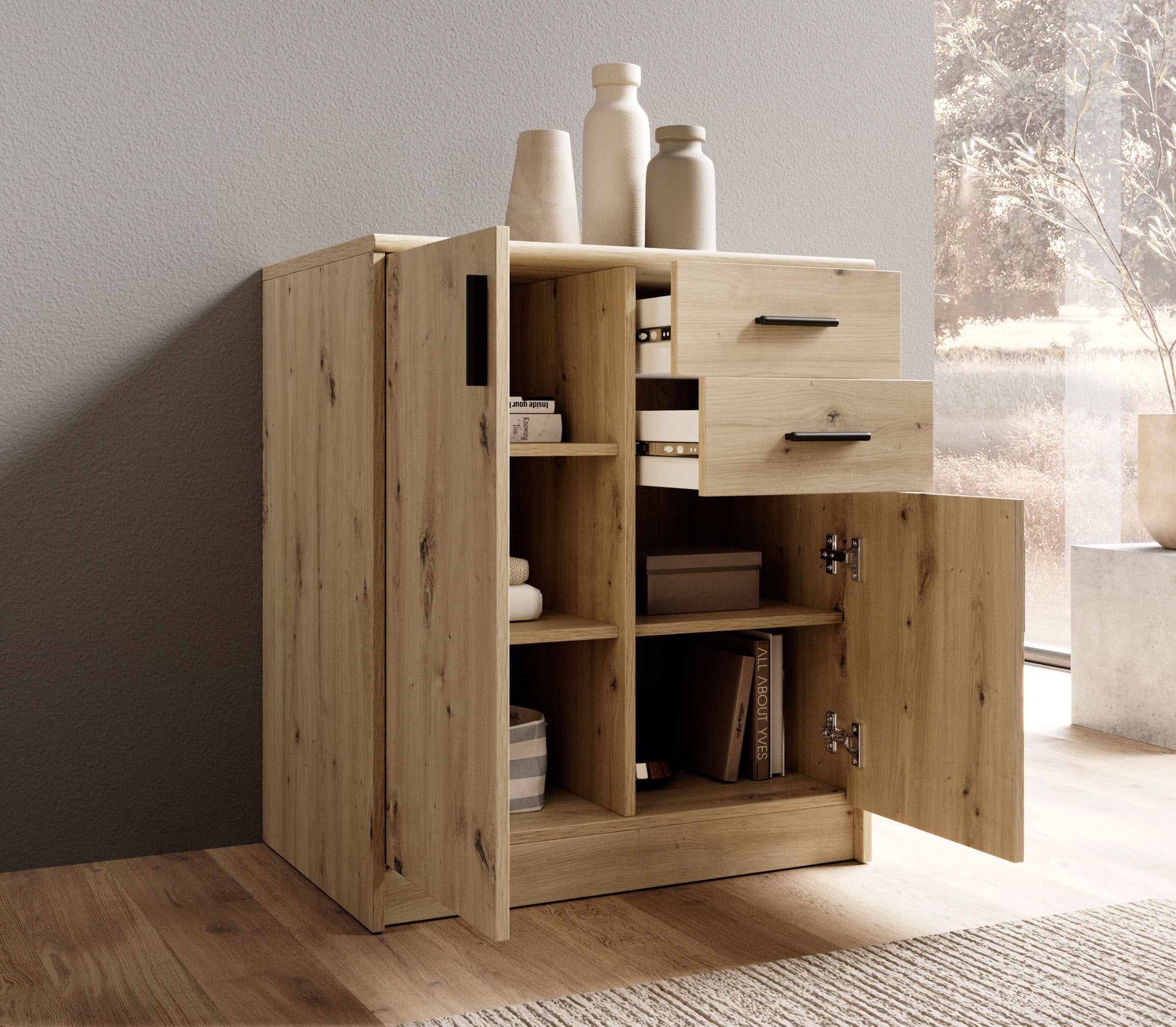 HBZ Sideboard »Nelly Kommode, BxHxT 74x86x50cm«, (1 St.), Breite 74cm, Einlegeböden verstellbar, foliert