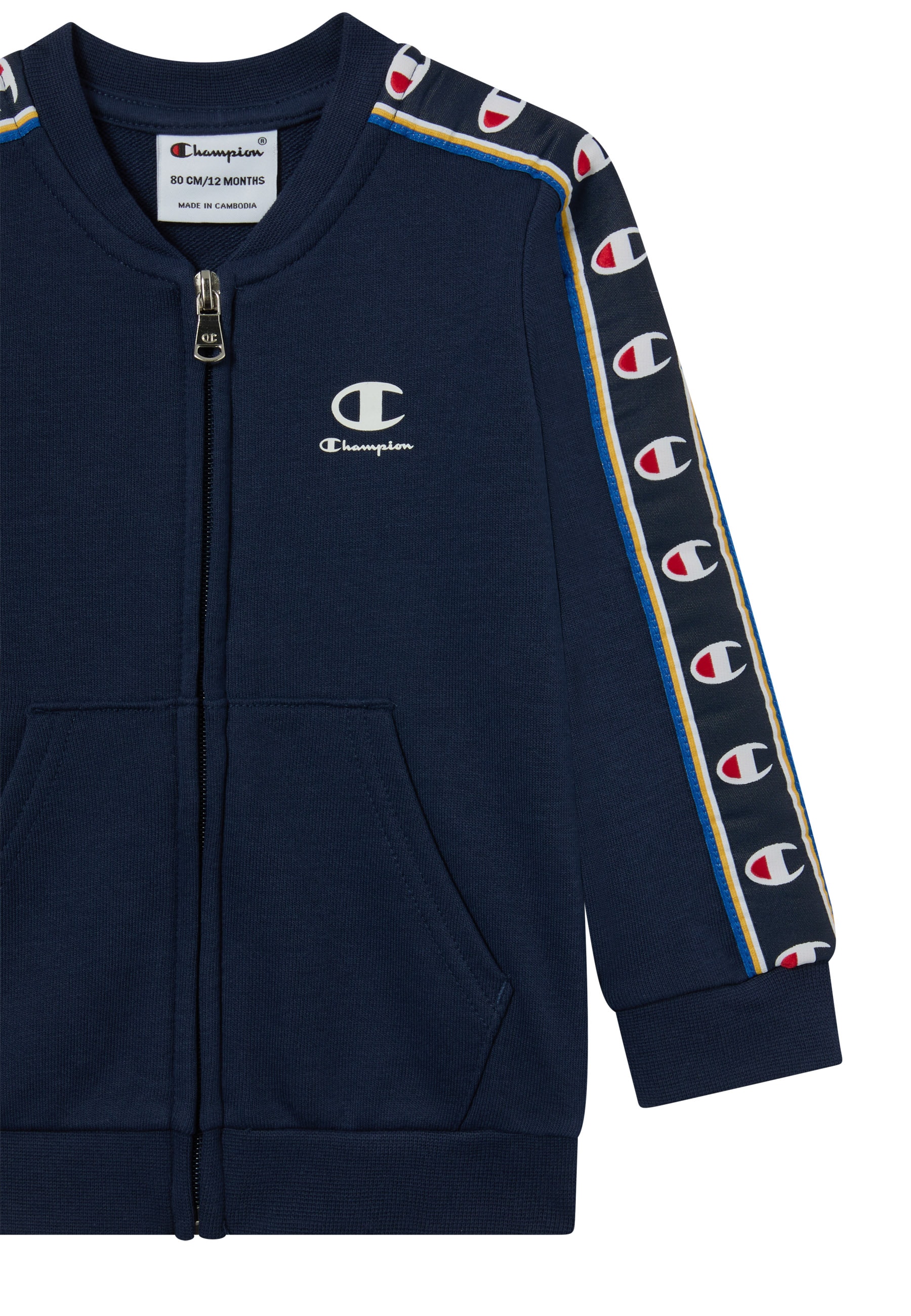Champion Trainingsanzug »Sports-inspired Toddler Terry Full Zip Sweatsuit with tape detailing« 2 tlg. zweiteiliges Set, mit Reißverschluss, aus Baumwolle und Polyester