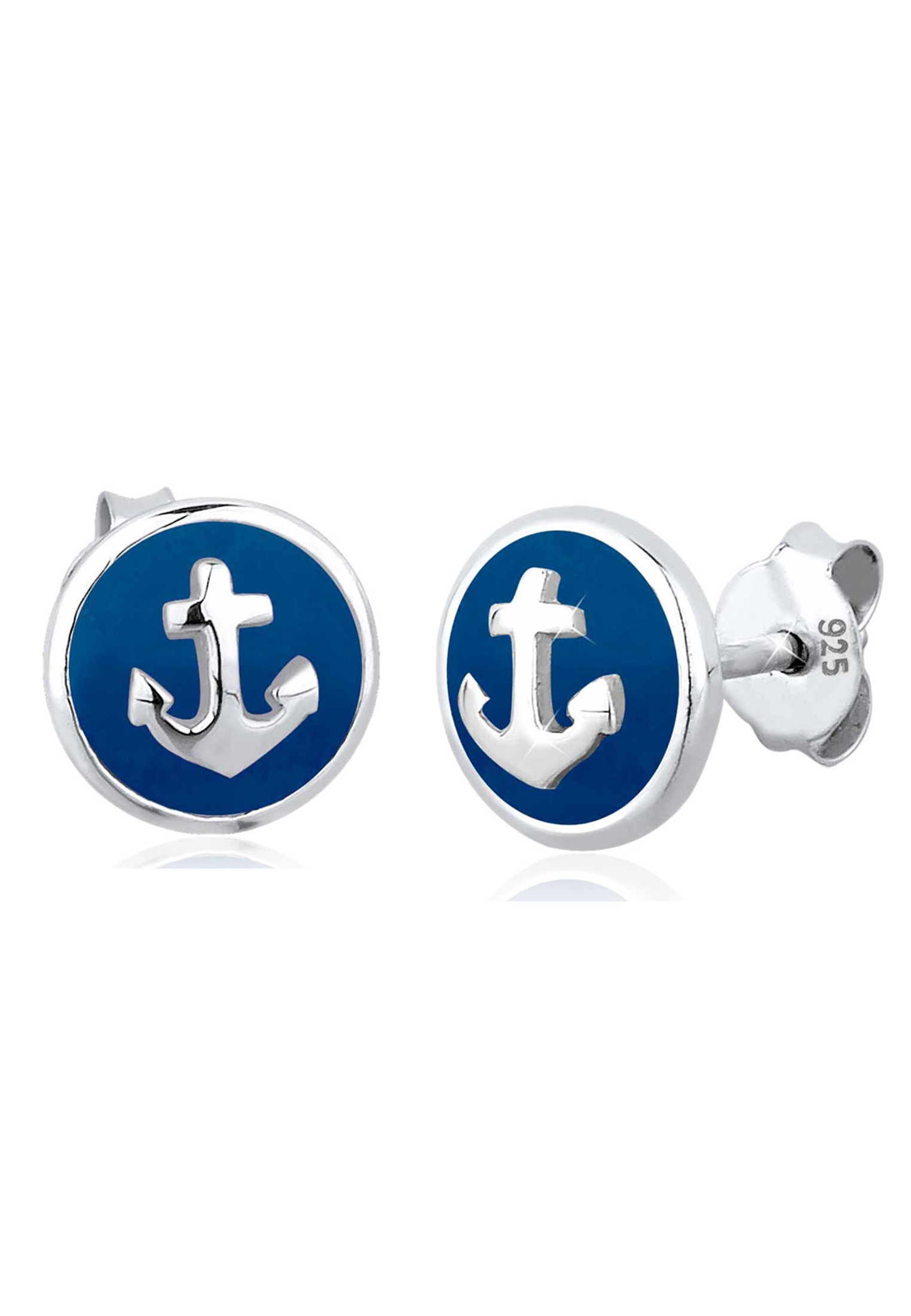 Elli Paar Ohrstecker »Ohrringe Anker Maritim Emaille Trend 925 Silber«