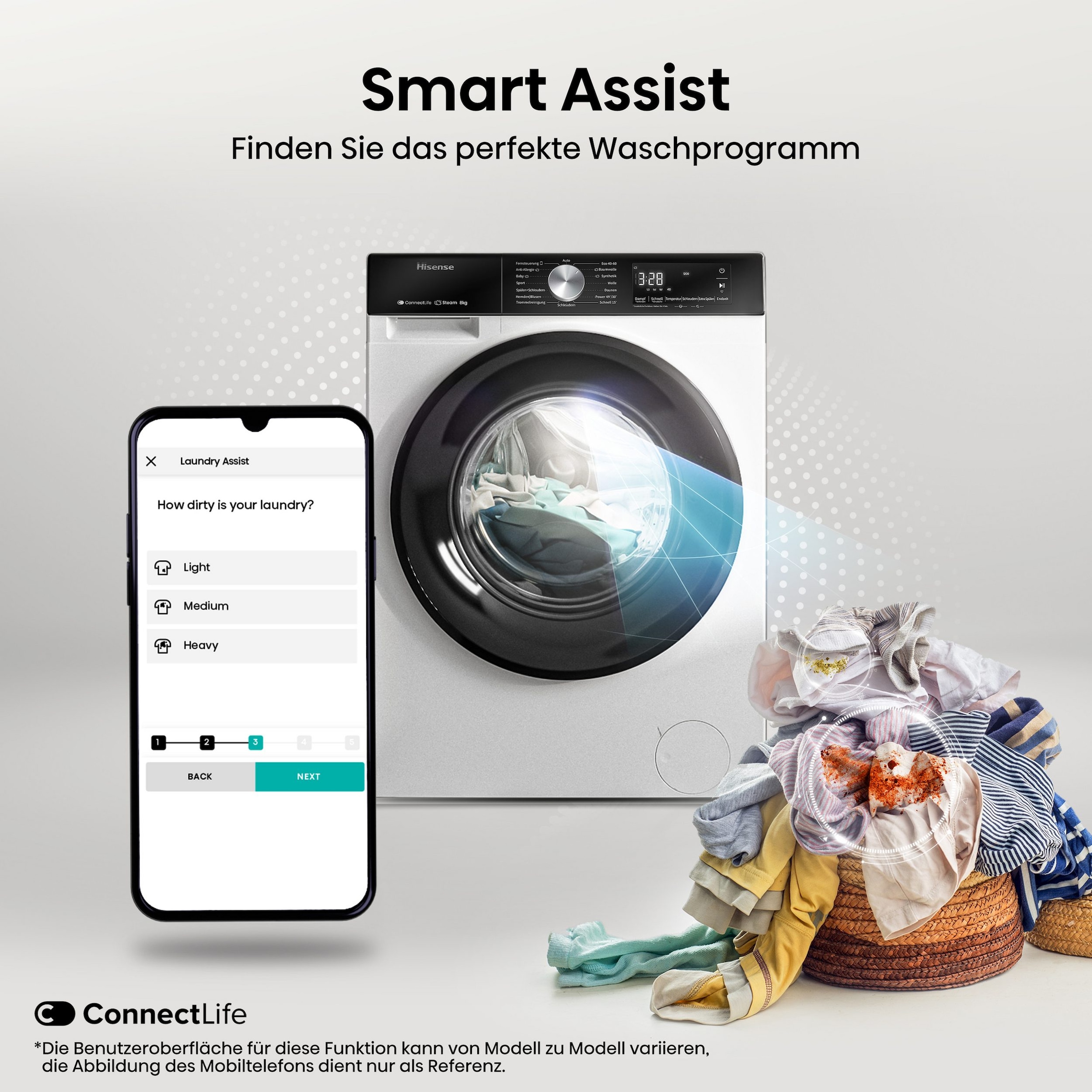 Hisense Waschmaschine 3S Serie »WF3S8043BW3« 8 kg 1400 U/min Wifi-ConnectLife