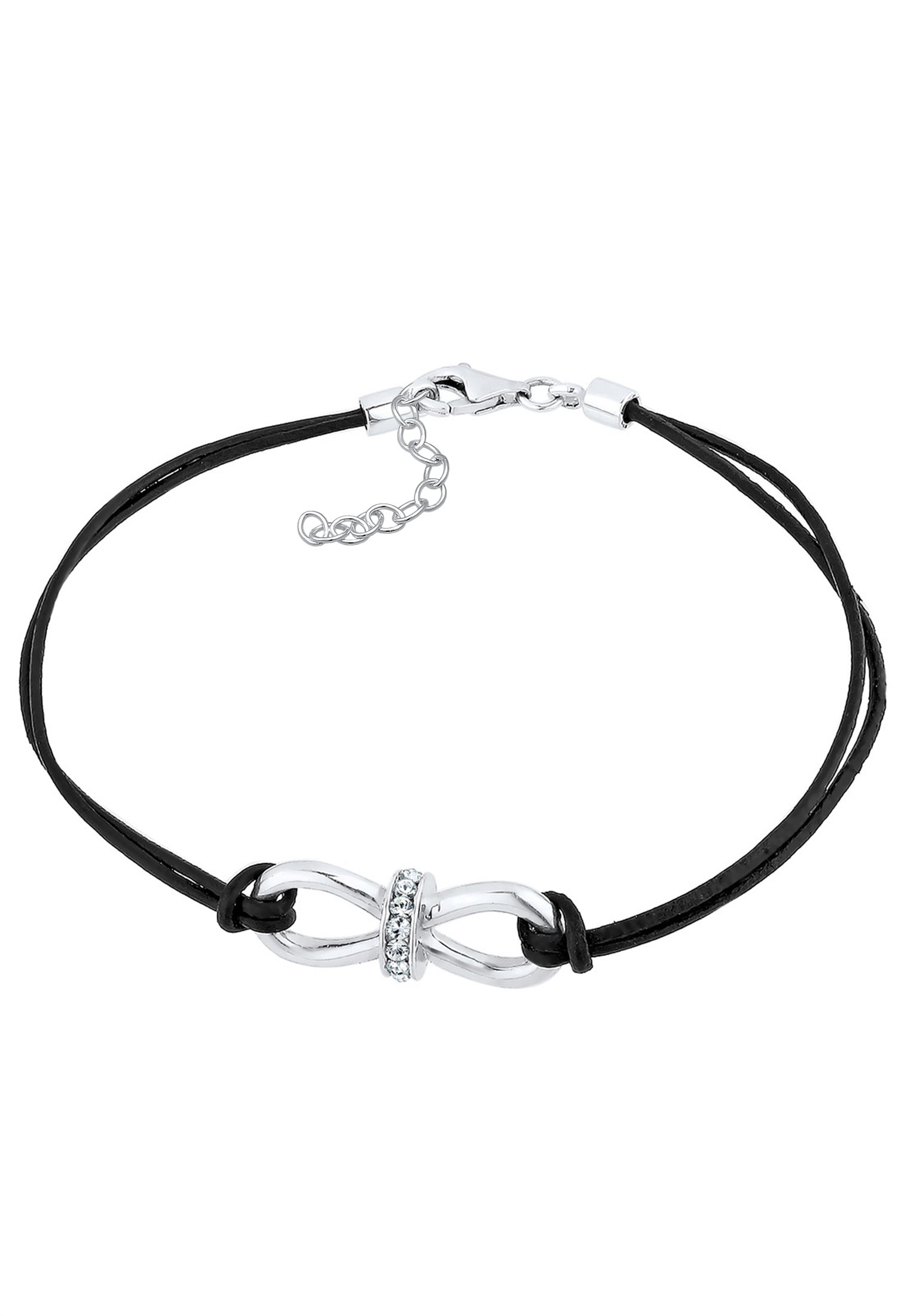 Elli Armkette »Armband Leder Infinity Kristalle 925 Silber«