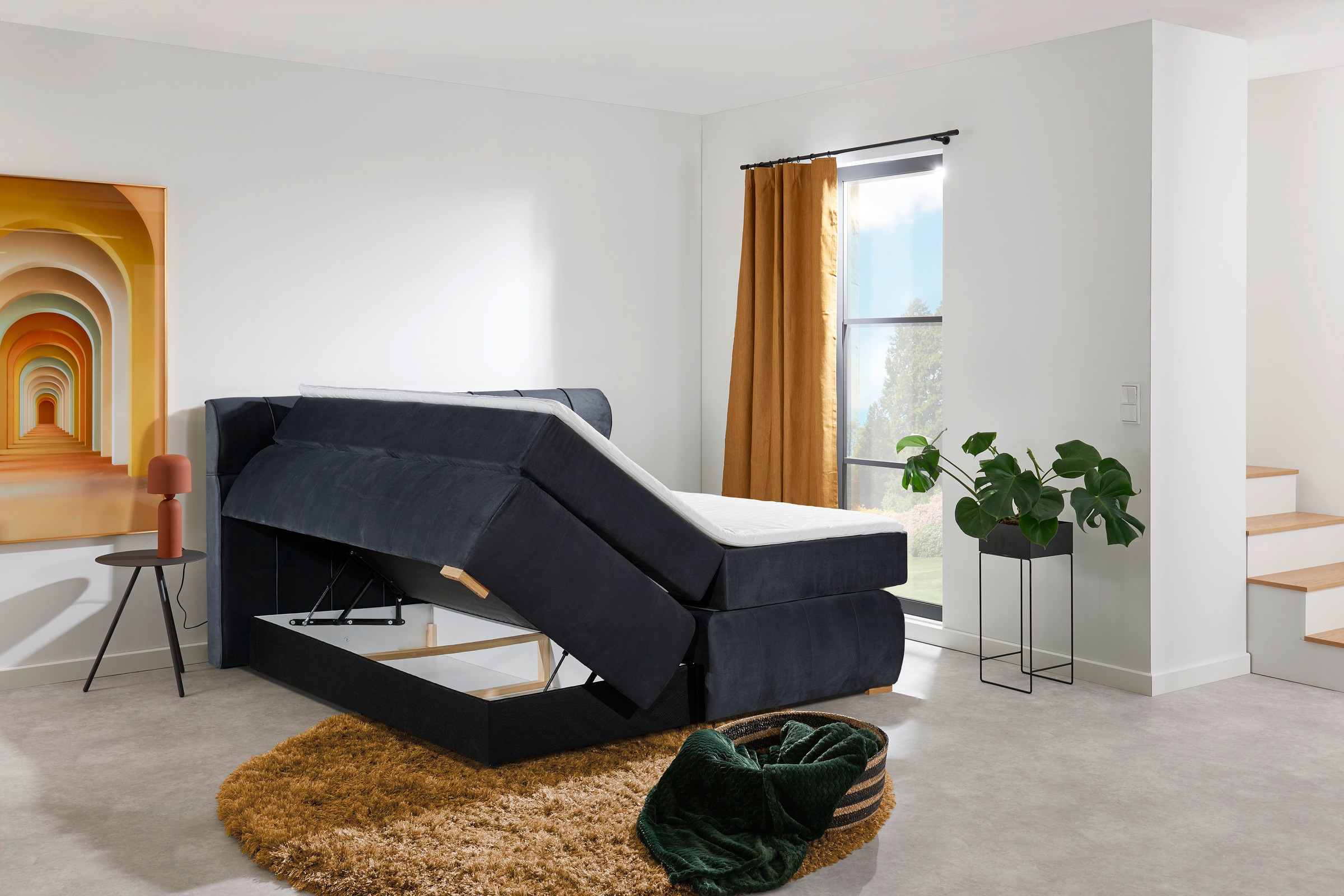 Places of Style Boxspringbett »Felicia«, in H4, inkl. Topper und Bettkasten
