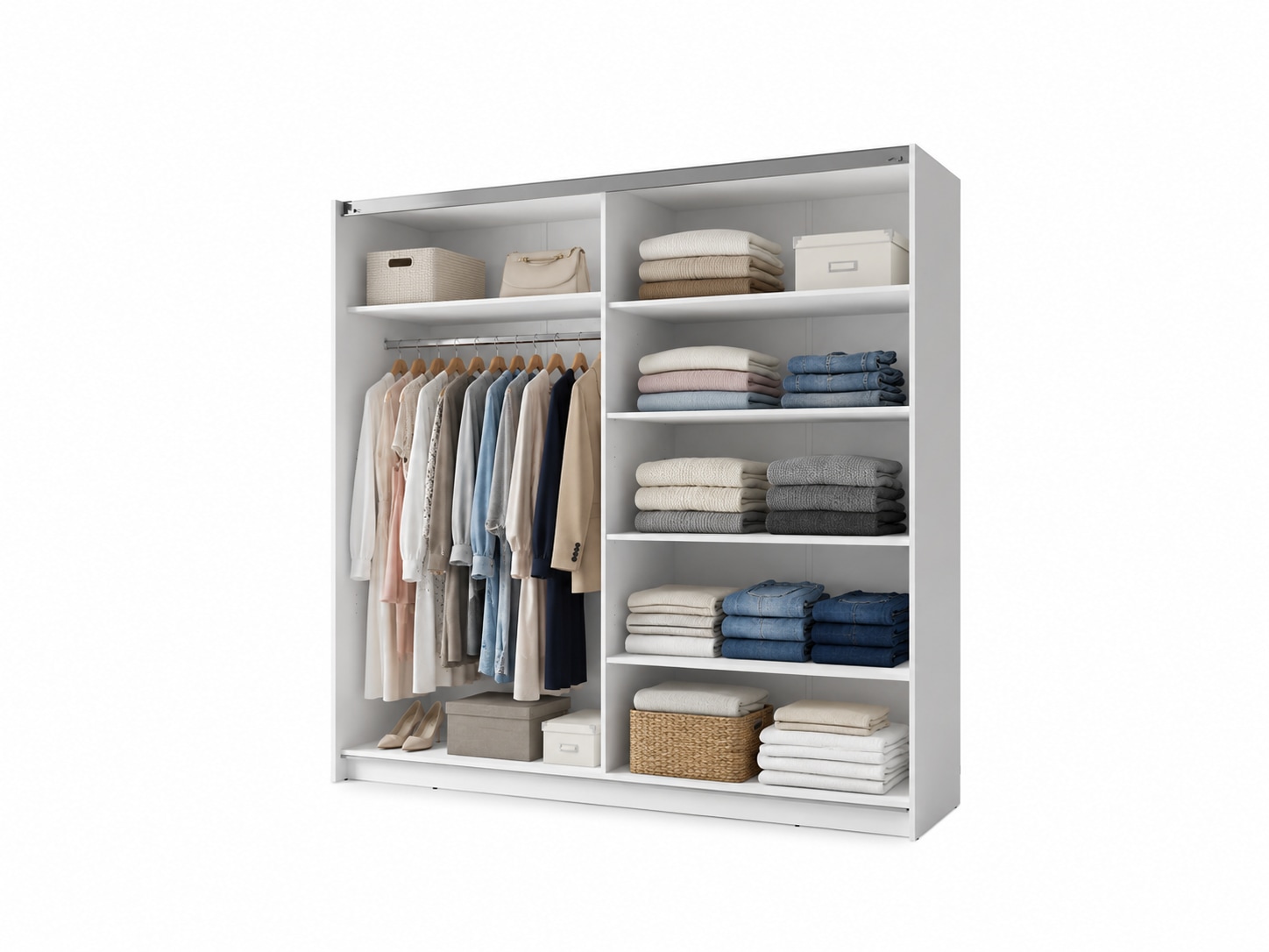 Home affaire Kleiderschrank »MALOJA modern mit viel Stauraum, Fächer & Kleiderstange, Breite 150 cm« Garderobe mit 2 Schiebetüren, mit/ohne Spiegel, erhältlich in 3 Farben