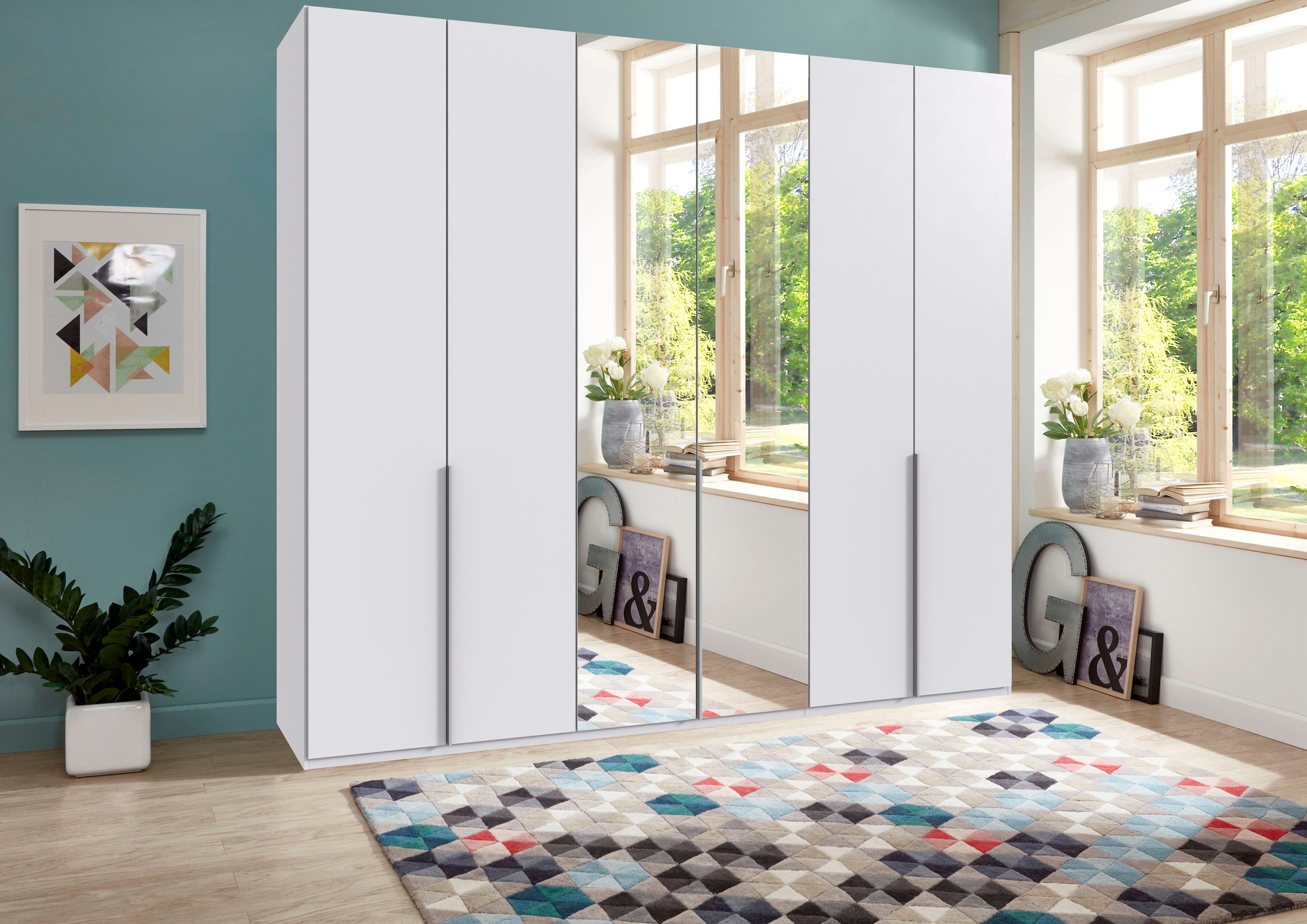 Wimex Kleiderschrank »Mugano,in 8 Breiten,3 Höhen,2 Tiefen, viele Farben, Made in Germany«, (in Basic oder Premium Ausstattung mit 2 weiteren Einlegeböden), mit langen oder kurzen Griffen aus Metall, mit oder ohne Spiegel