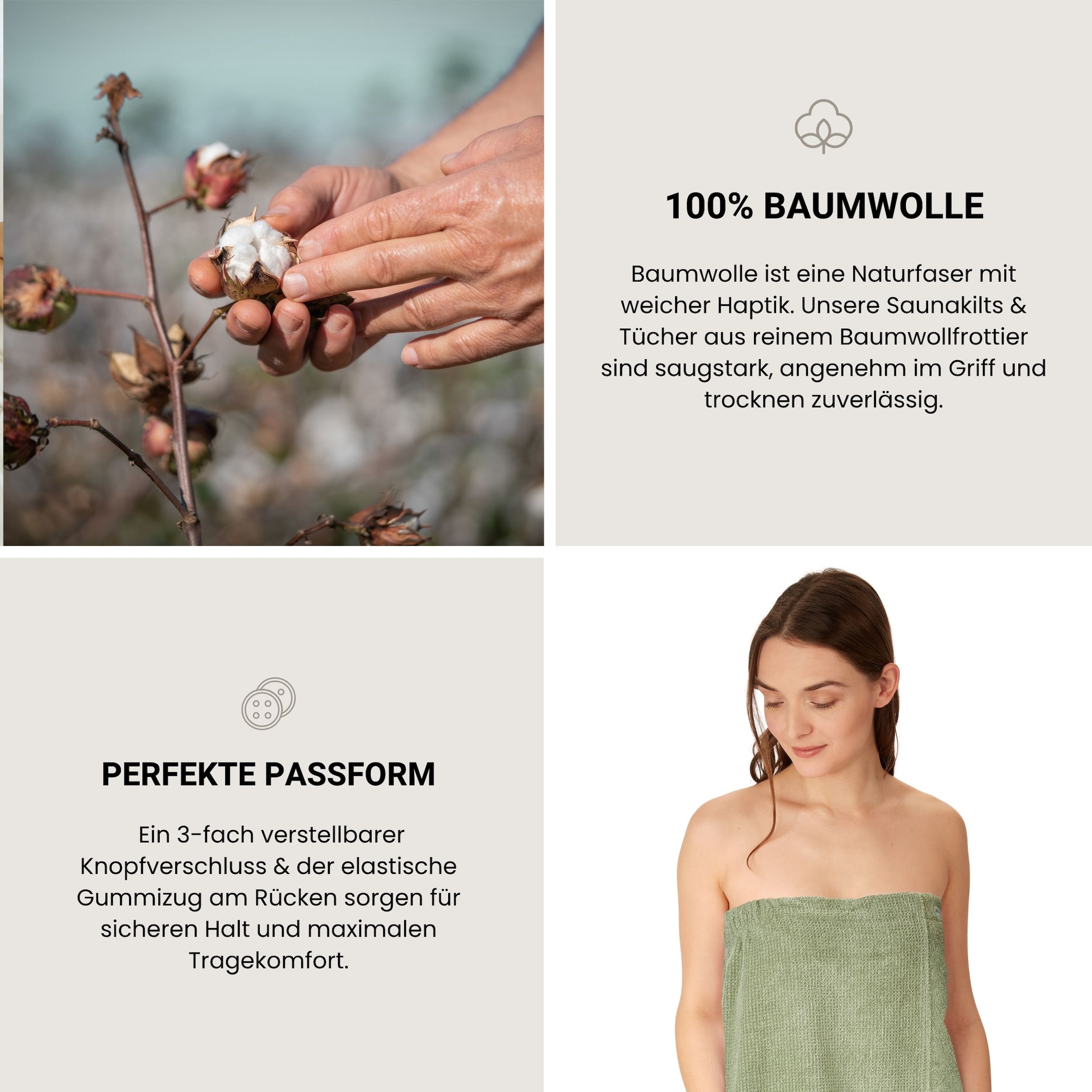 Schiesser Sarong »Saunakilt Turin für Damen in angesagter Reiskornoptik« 1 Stk. OEKO-TEX® MADE IN GREEN