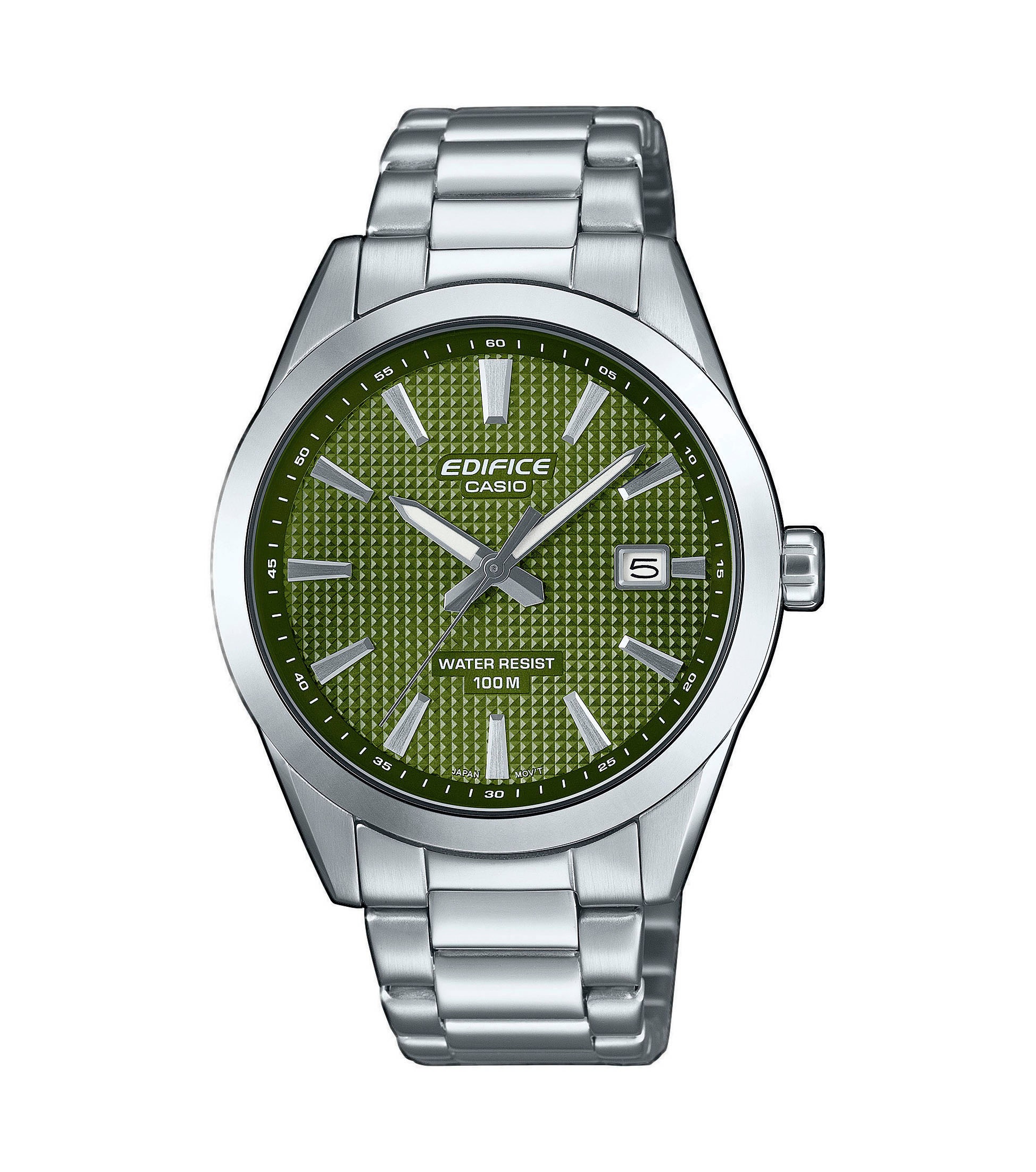 Casio Edifice Damen Quarzuhr Armbanduhr, Herrenuhr, Edelstahlarmband, analog, Tag, Neo-Display