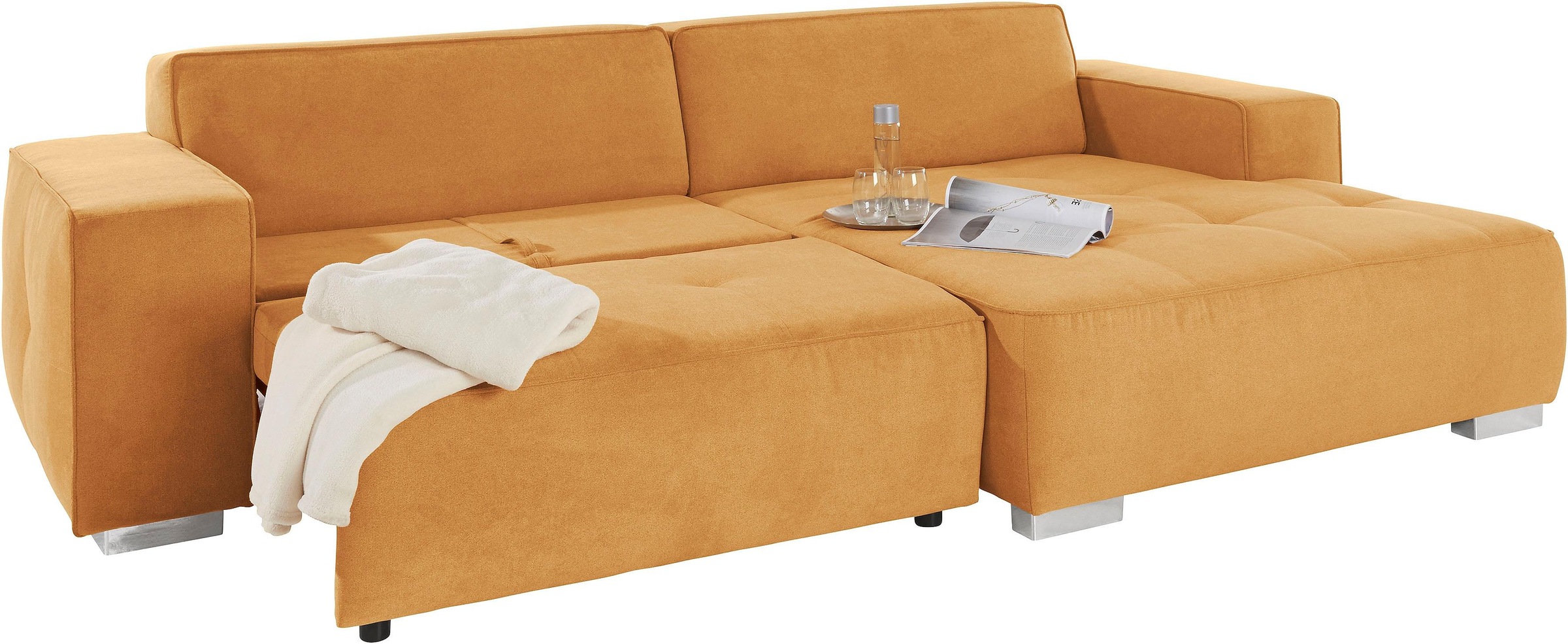 INOSIGN Ecksofa »Sapporo L-Form«, wahlweise Bettfunktion oder Sitztiefenverstellung, Federkern