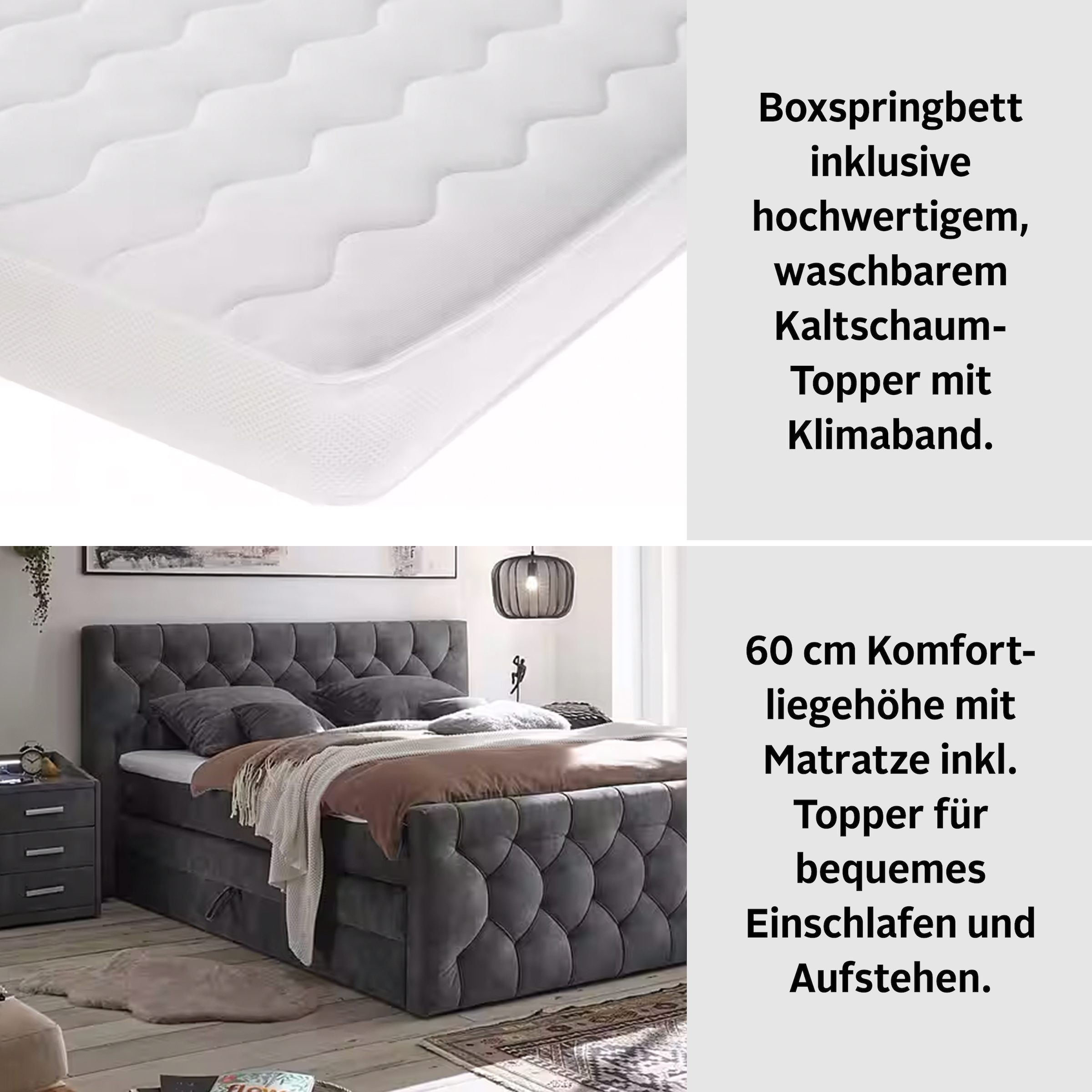 ED EXCITING DESIGN Boxspringbett Cashfield, inkl. einem Topper mit Klimaband und zwei Bettkästen (74)