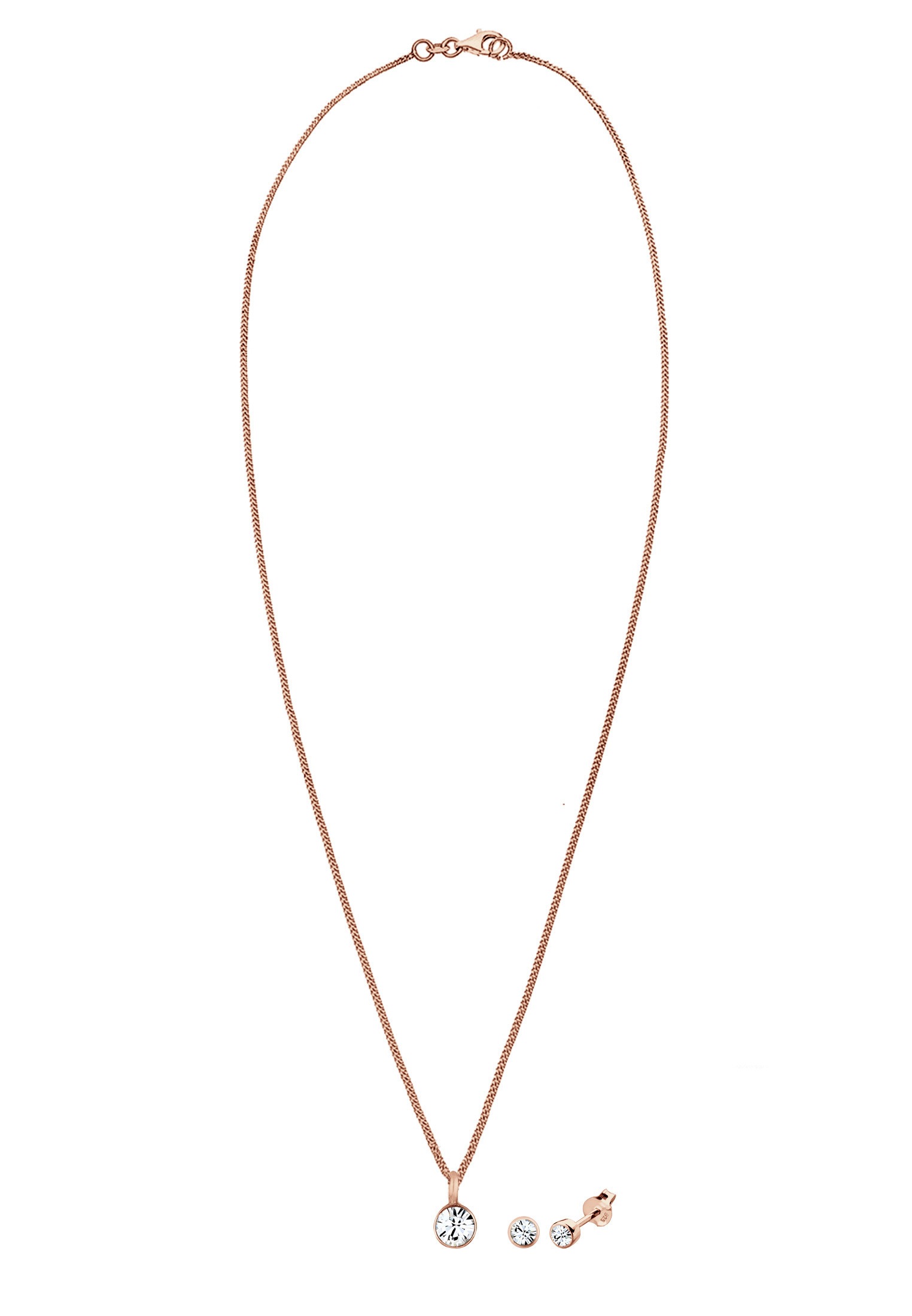 Elli Ohrring und Ketten Set »Schmuckset Kette Stecker Glas Kristalle Weiß 925 Sterling Silber« ()