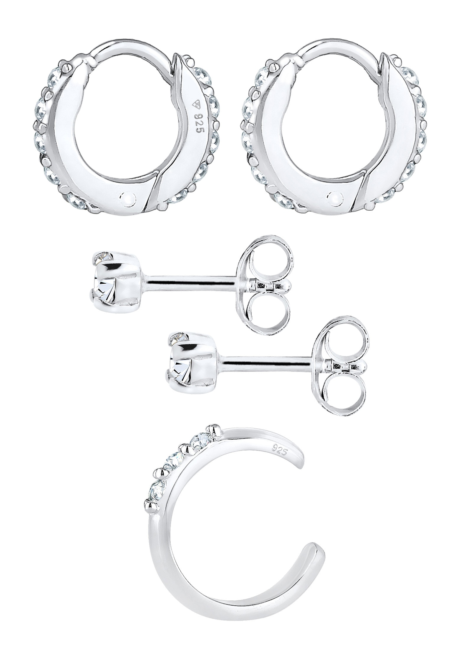 Elli Ohrstecker-Set »Ohrringe 3er Set 925 Silber, mit Kristallen von Swarovski®«