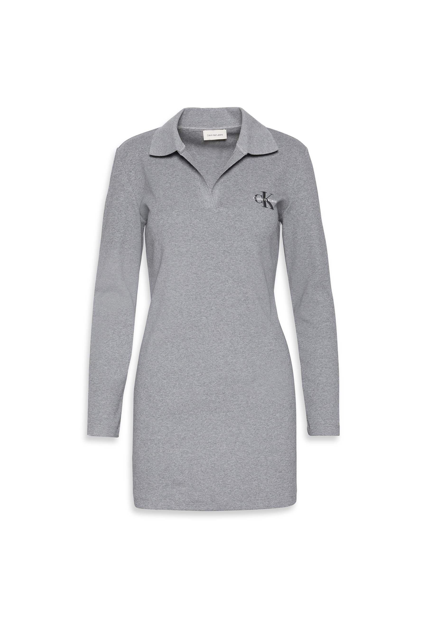 Calvin Klein Jeans Minikleid »LS MONOLOGO RIB POLO MINI DRESS«, Polokragen, V-Ausschnitt, figurbetont