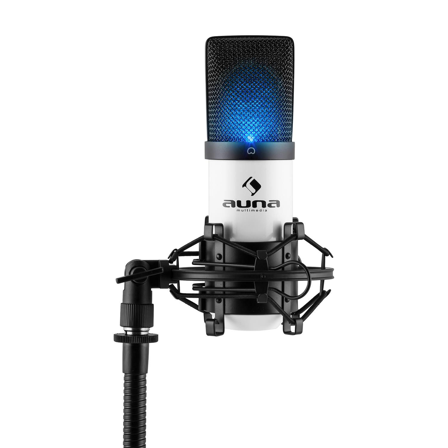 Auna LED USB Kondensator Mikrofon weiß Niere Studio »MIC-900«
