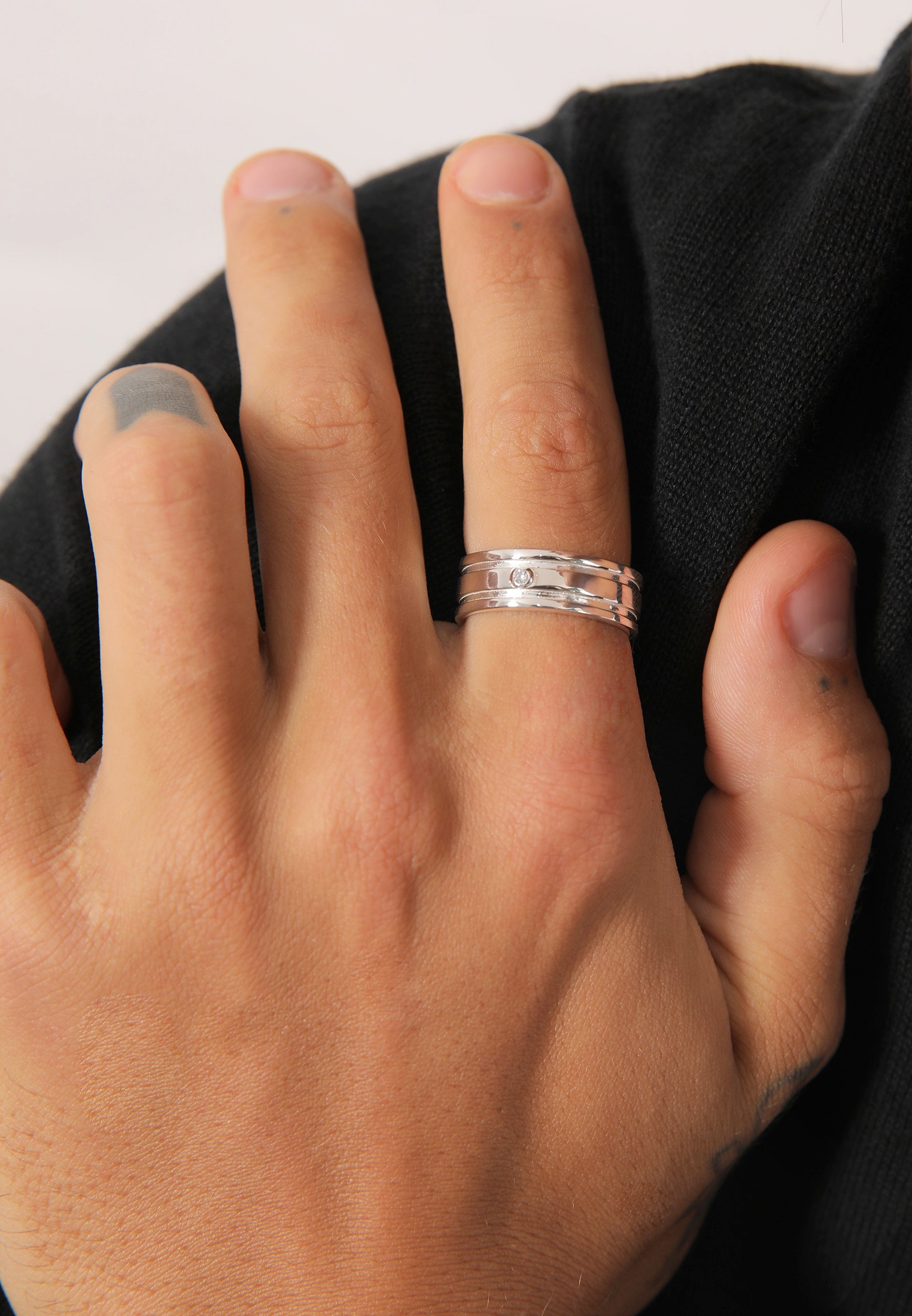 Kuzzoi Silberring »Ring Herren Bandring Massiv Diamant 925 Silber«