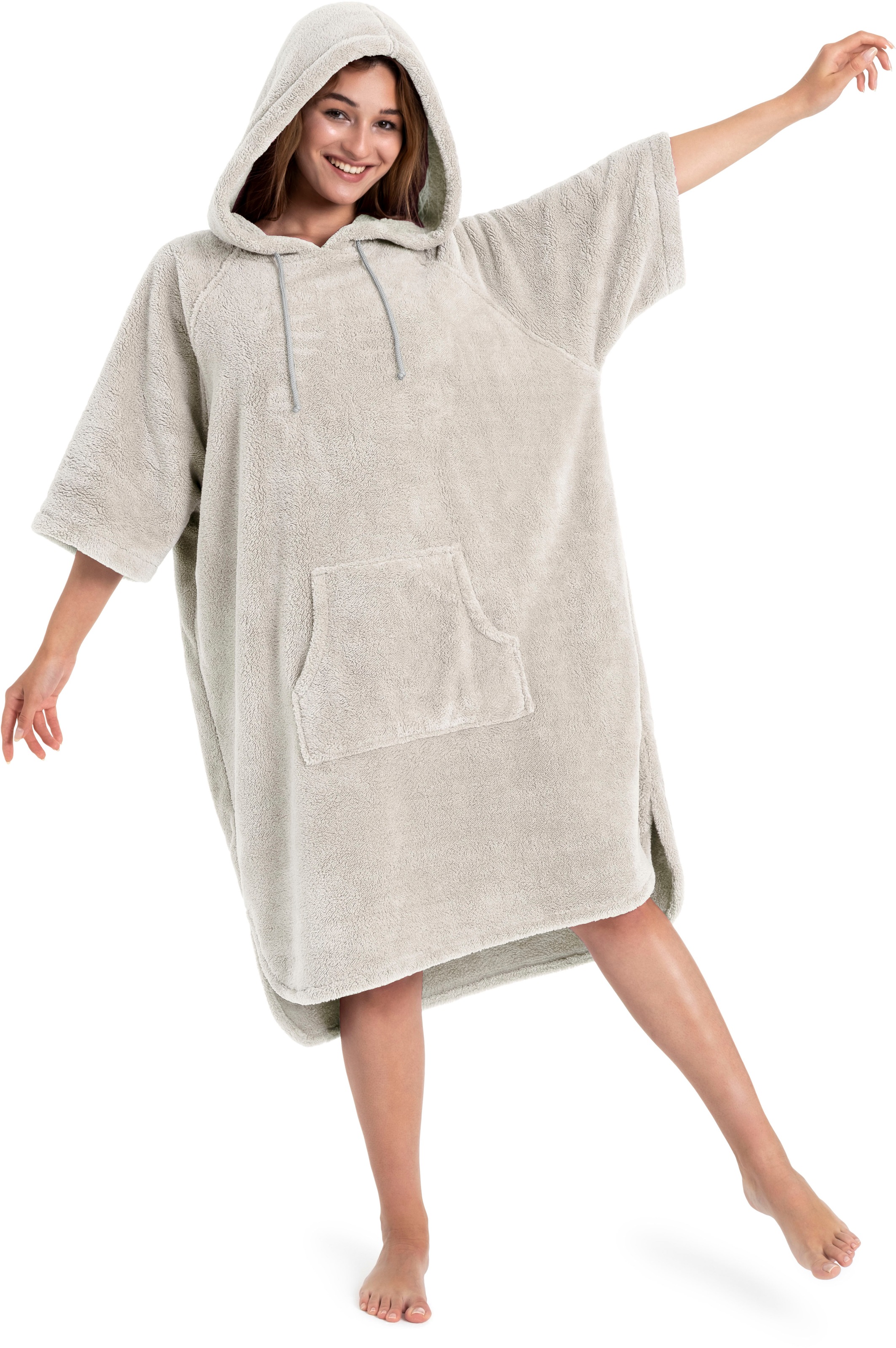 my home Badeponcho »Lillou, ideal für Sauna, Spa & im Urlaub«, (1 St.), weich und kuschelig, Fleece, Unisex, für Damen und Herren, Surfponcho
