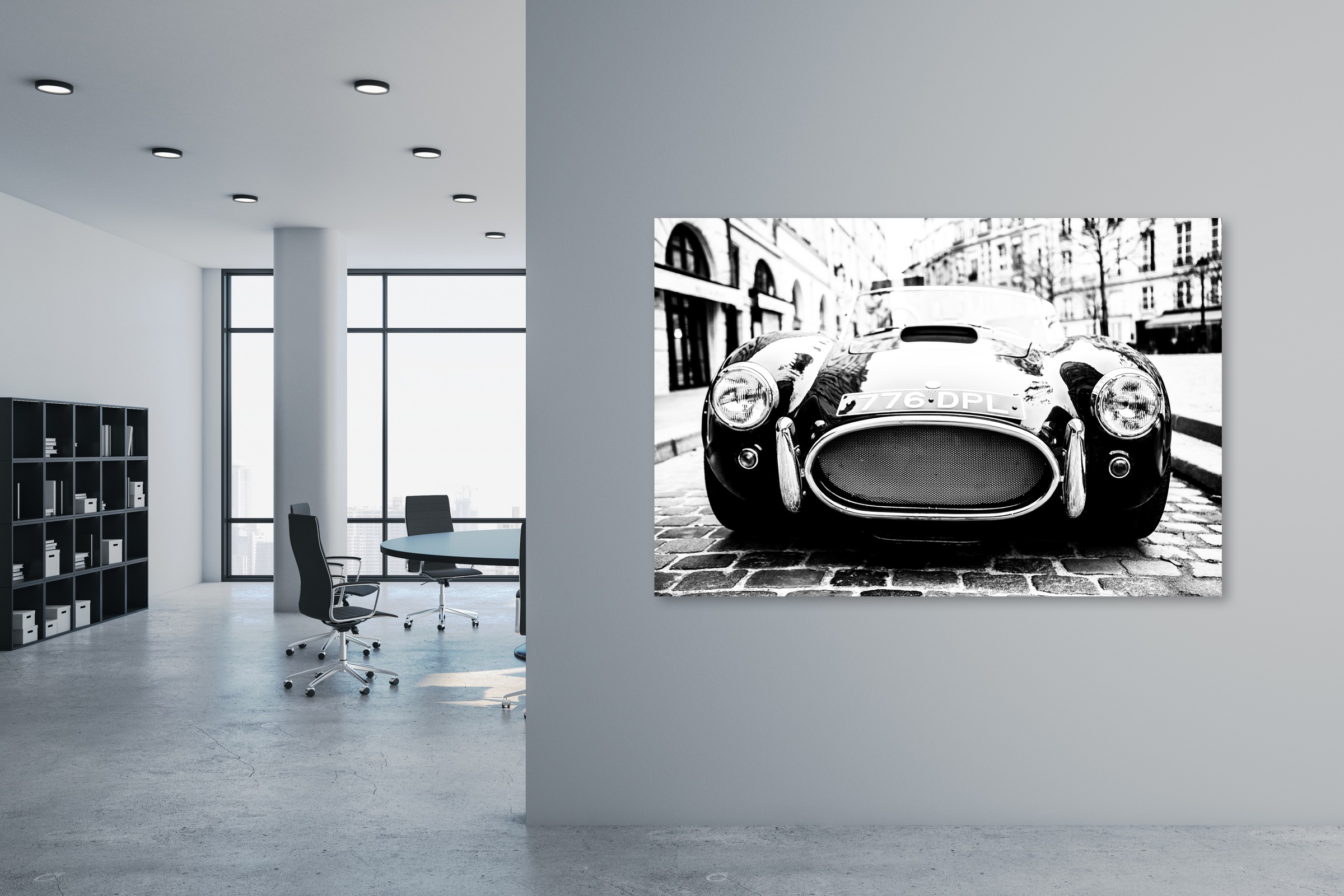 queence Leinwandbild »Oldtimer«, Auto-Modern-Kunst-Schwarz-Weiß, (1 St.), Akustikbild mit sehr guten Schallabsorptions-Eigenschaften