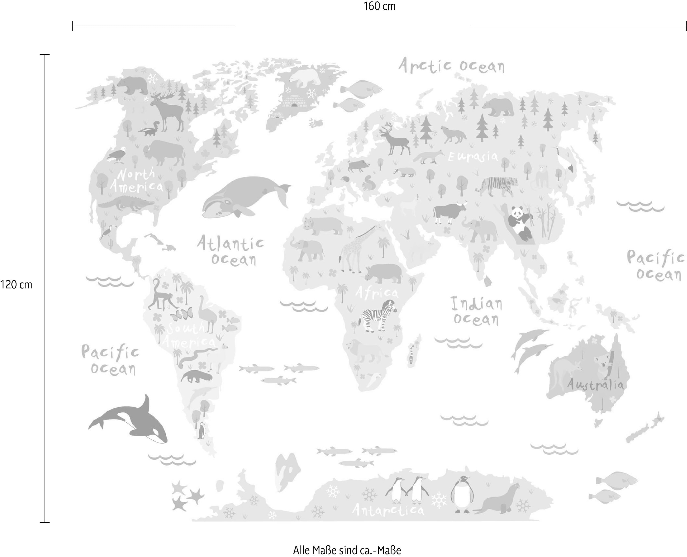 Wall-Art Wandtattoo »tierische Weltkarte« bestellen im OTTO Online Shop | Vliestapeten