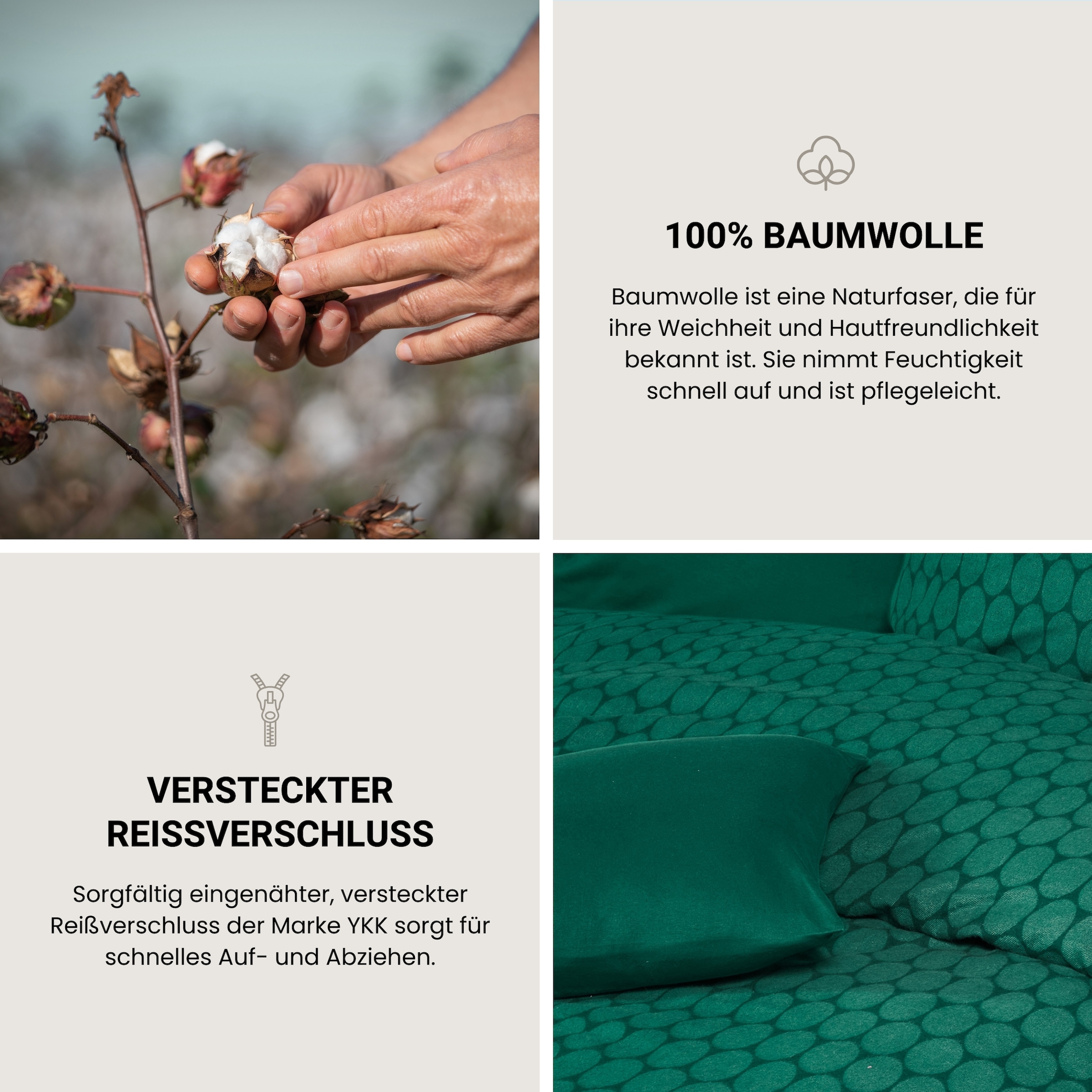 Schiesser Bettwäsche »Drops aus weichem Baumwollflanell in Ton-in-Ton Optik« 2 Stk. tlg. Made in Green