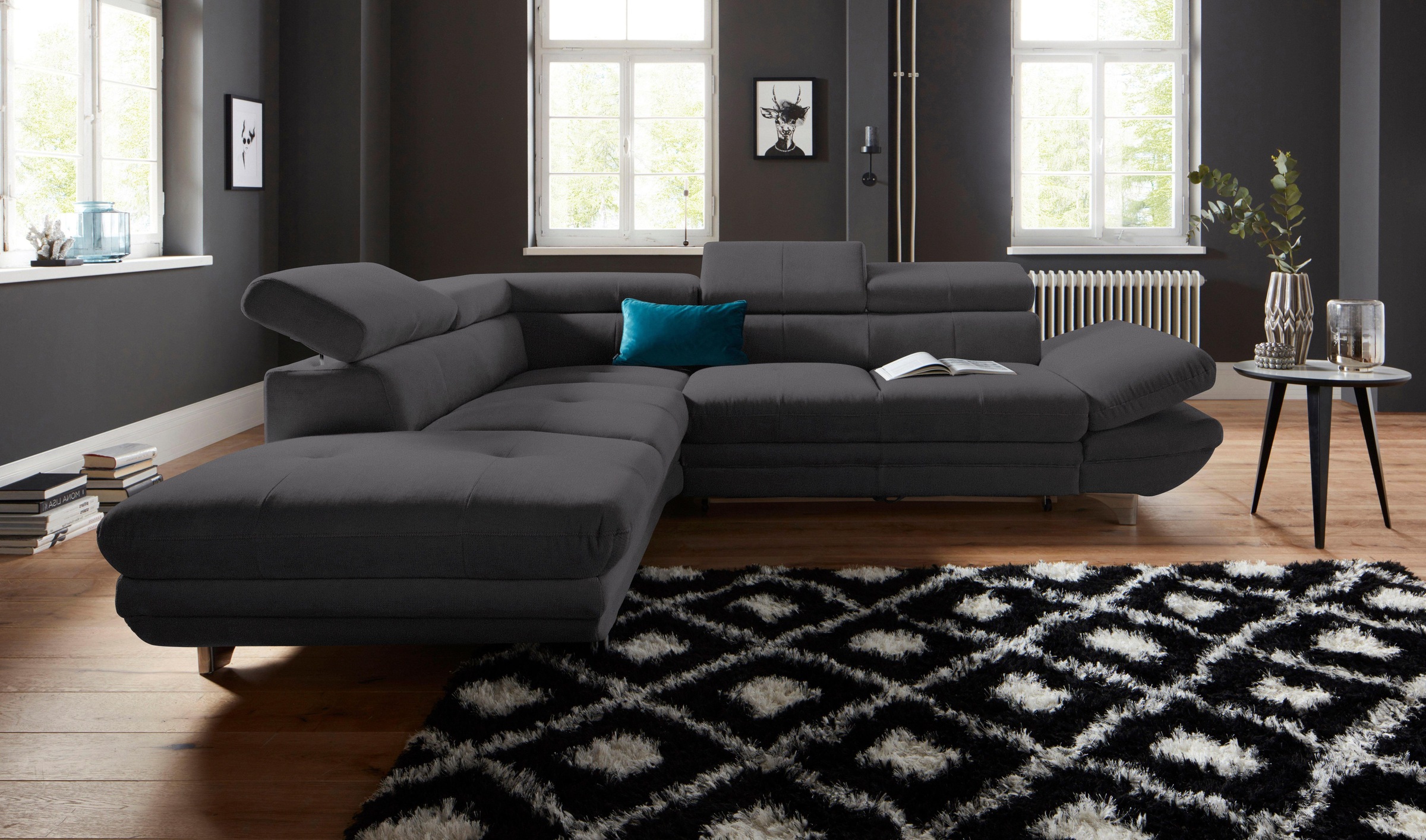 COTTA Polstergarnitur »Enterprise L-Form«, (Set), Set bestehend aus: Ecksofa mit Arm- & Kopfteilverstellung & Hocker