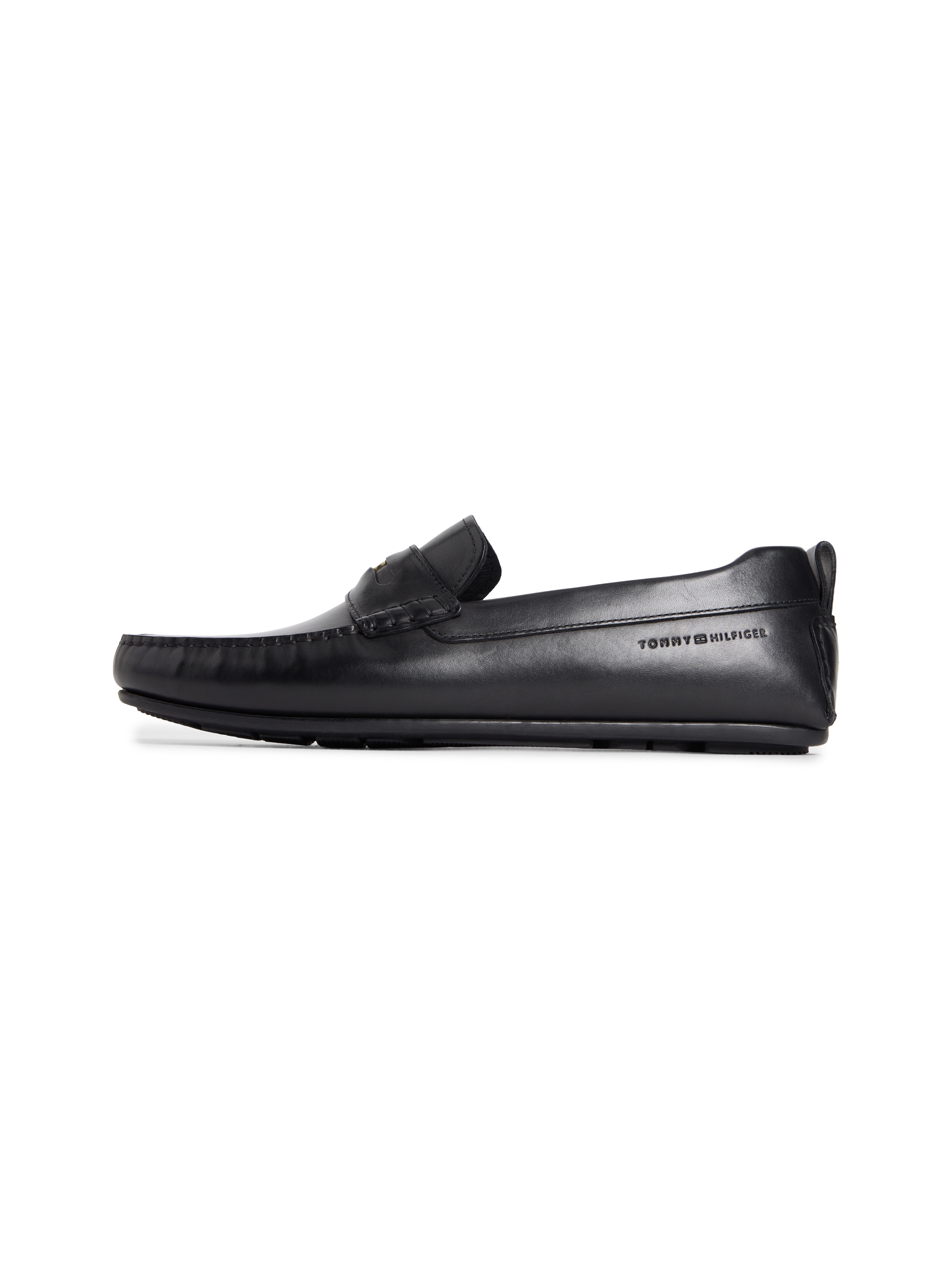 Tommy Hilfiger Slipper »HILFIGER COIN LTH DRIVER«  Flats, Schlupfschuh, Loafer mit Zierriegel und Penny