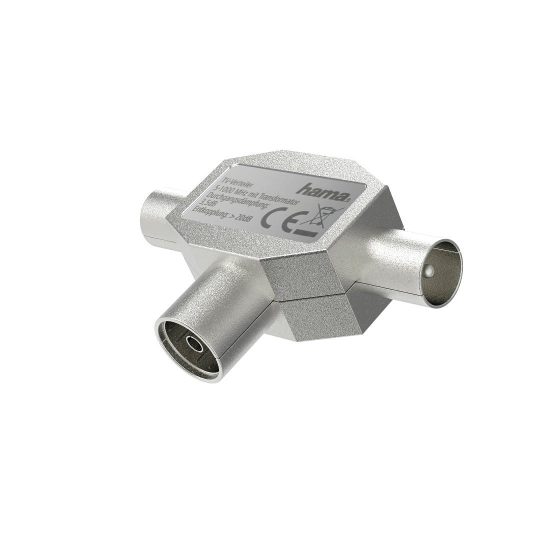 Hama SAT-Verteiler "Antennen-Verteiler, Koax-Kupplung- 2 Koax-Stecker, Metall"