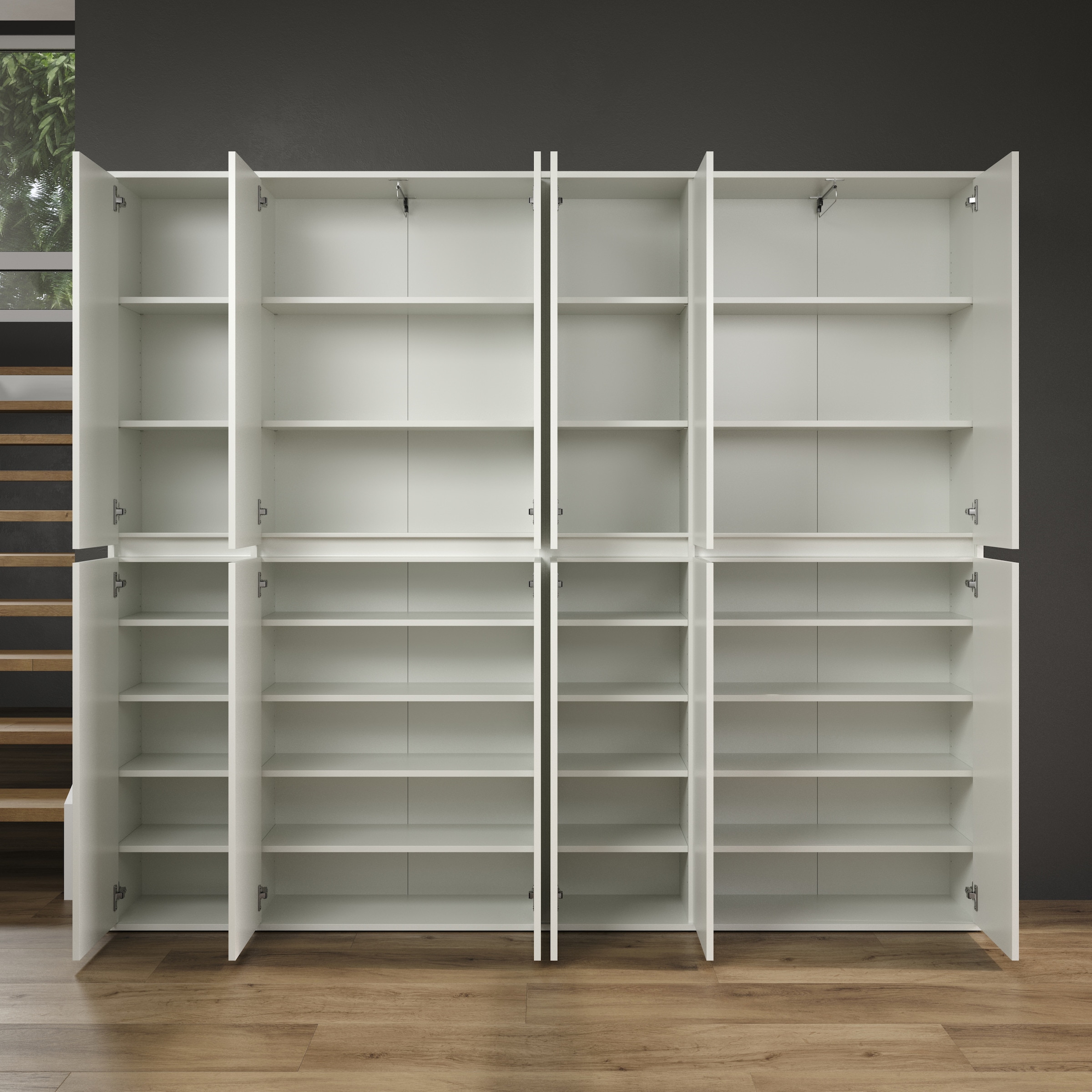 INOSIGN Garderoben-Set »Novara«, (Komplett-Set, 2 St.), Garderobenschränke mit insgesamt 32 Fächern - (B/T/H) 222/34/191 cm