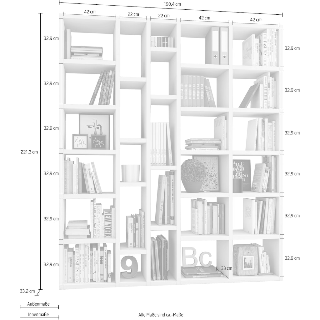 fif möbel Raumteilerregal »TOR390-6«, Breite 190 cm