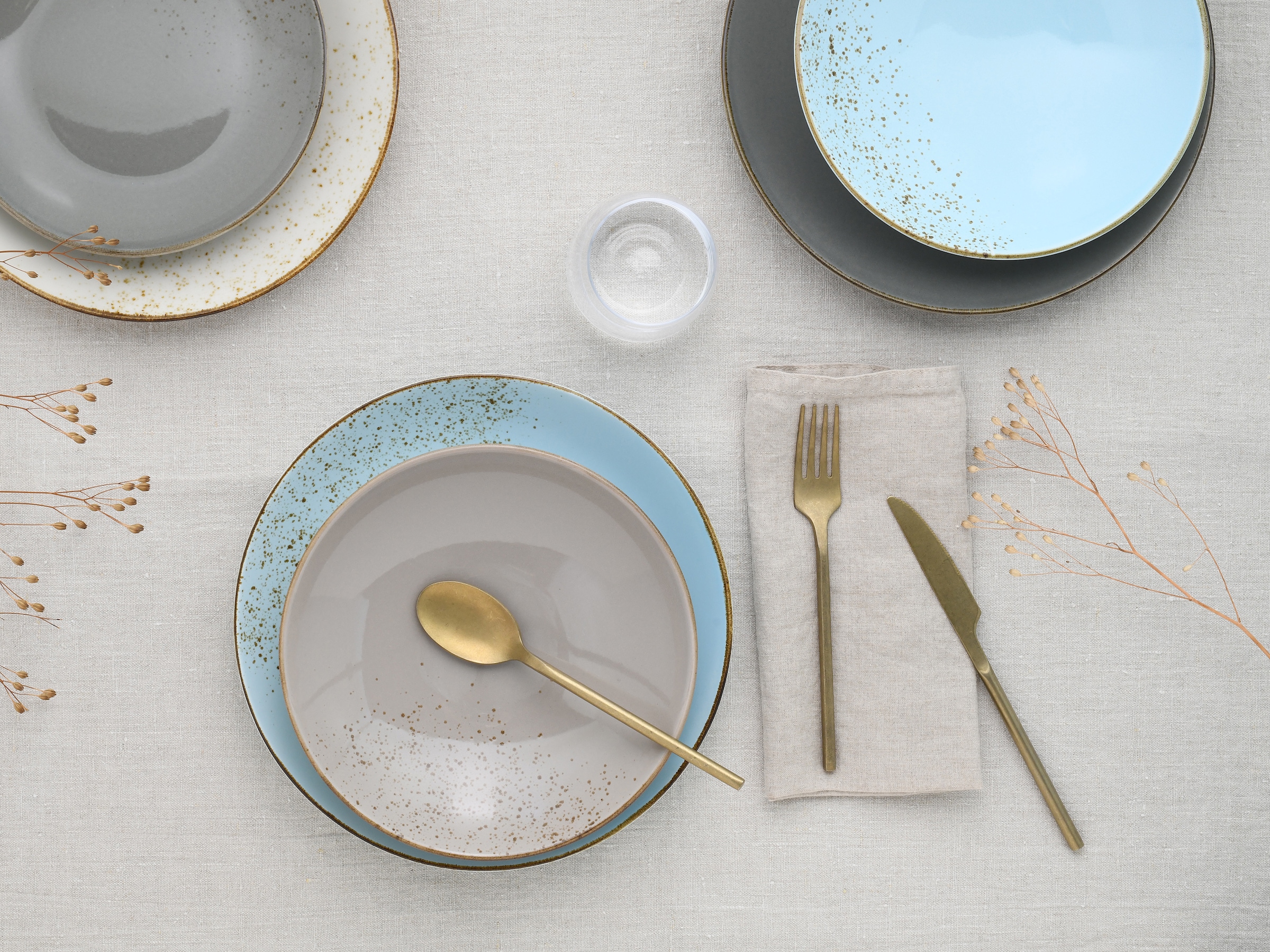 CreaTable Kombiservice »Geschirr-Set NATURE COLLECTION Scandic«, (Set, 16 tlg., Kaffeeservice und Tafelservice im Set, für 4 Personen), Service, Naturfarben mit Sprenkeln, 16 Teile, für 4 Personen