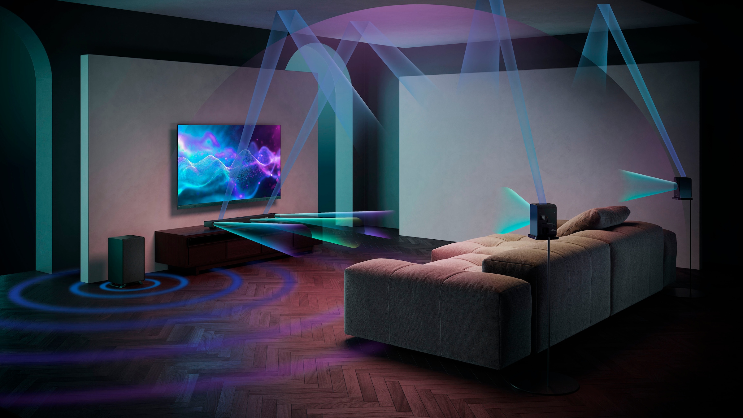 Sharp Surround-Lautsprecher »HT-SPR52021« 2.0.2 ( Kabelloser Surround | multidirektionaler Sound 66 W)