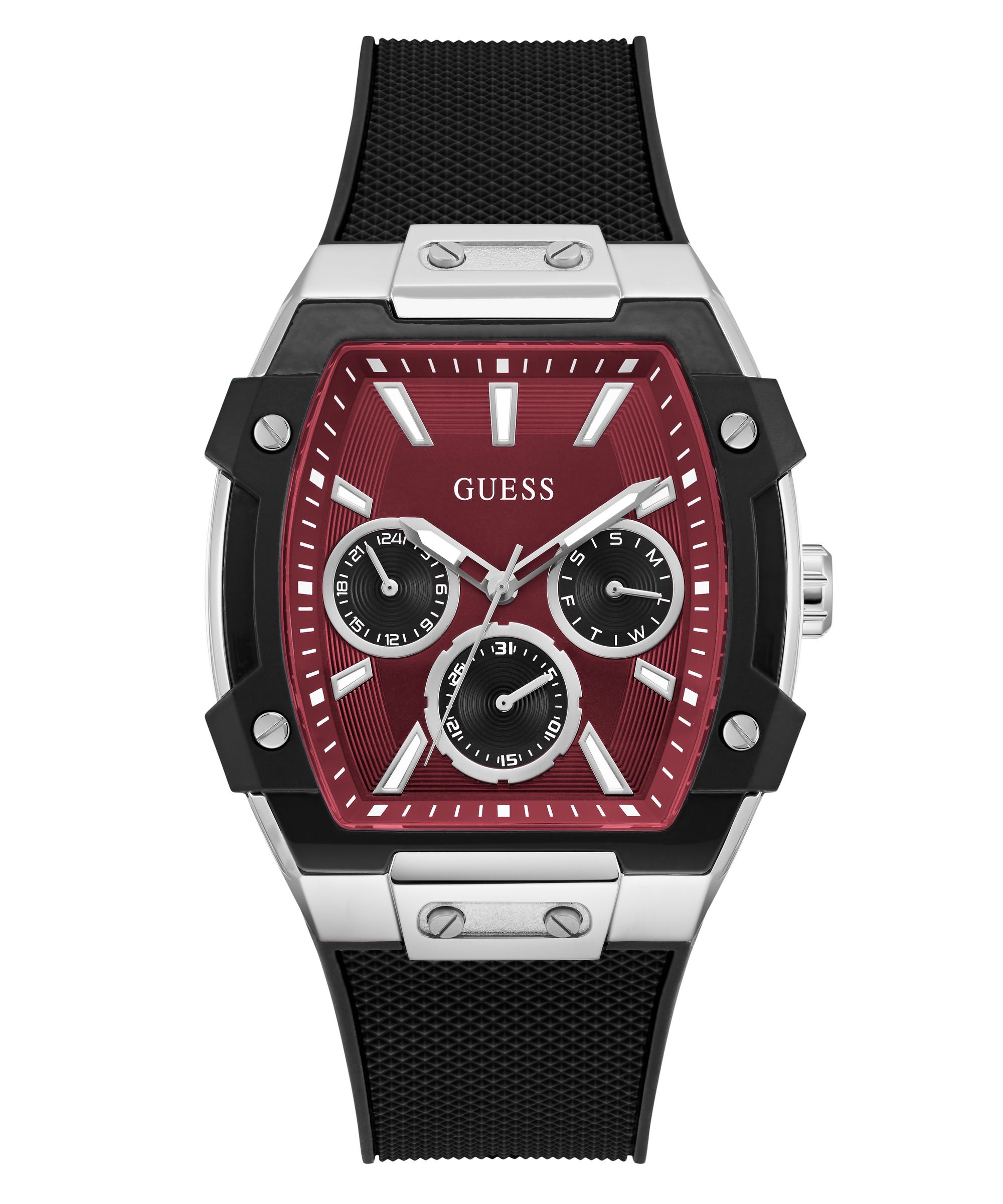 Guess Multifunktionsuhr »PHOENIX« Quarzuhr, Armbanduhr, Herrenuhr, Silikonarmband, analog, Wochentag
