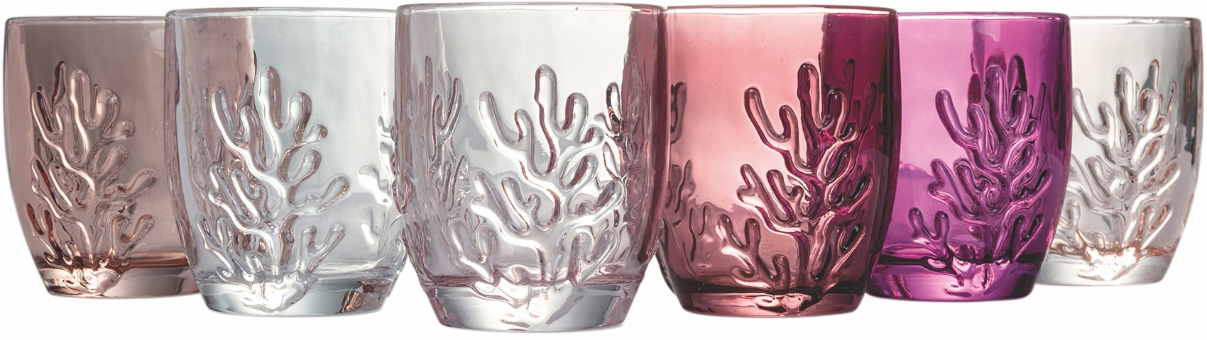 Villa d'Este Gläser-Set »Coral Provence«, (Set, 6 tlg.), Wassergläser-Set, 6-teilig, Inhalt 340 ml