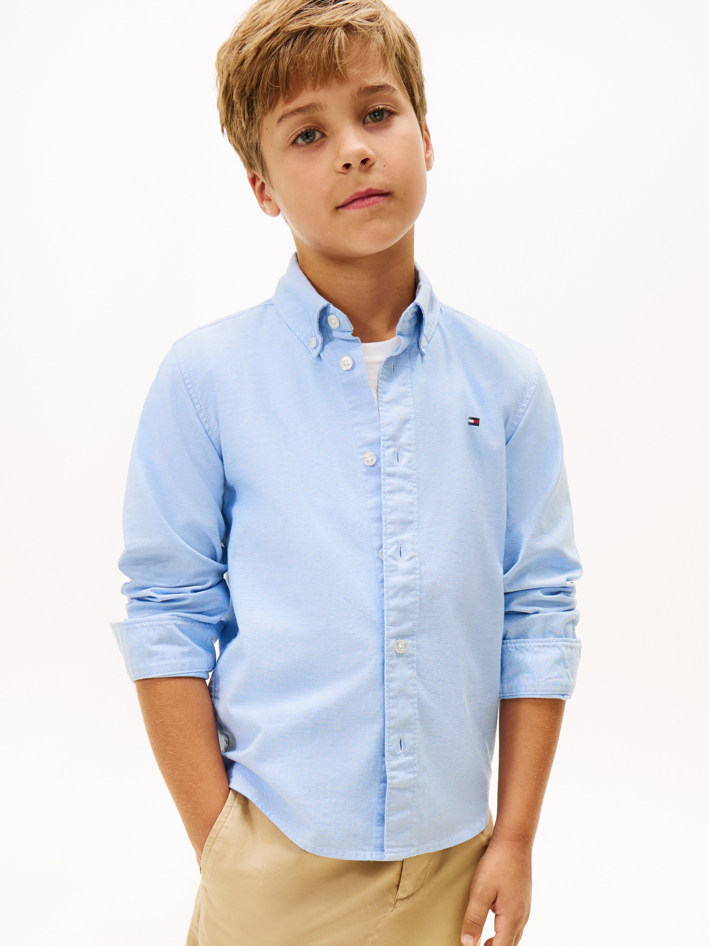 Tommy Hilfiger Langarmhemd »FLAG OXFORD SHIRT LS«, mit Logostickerei
