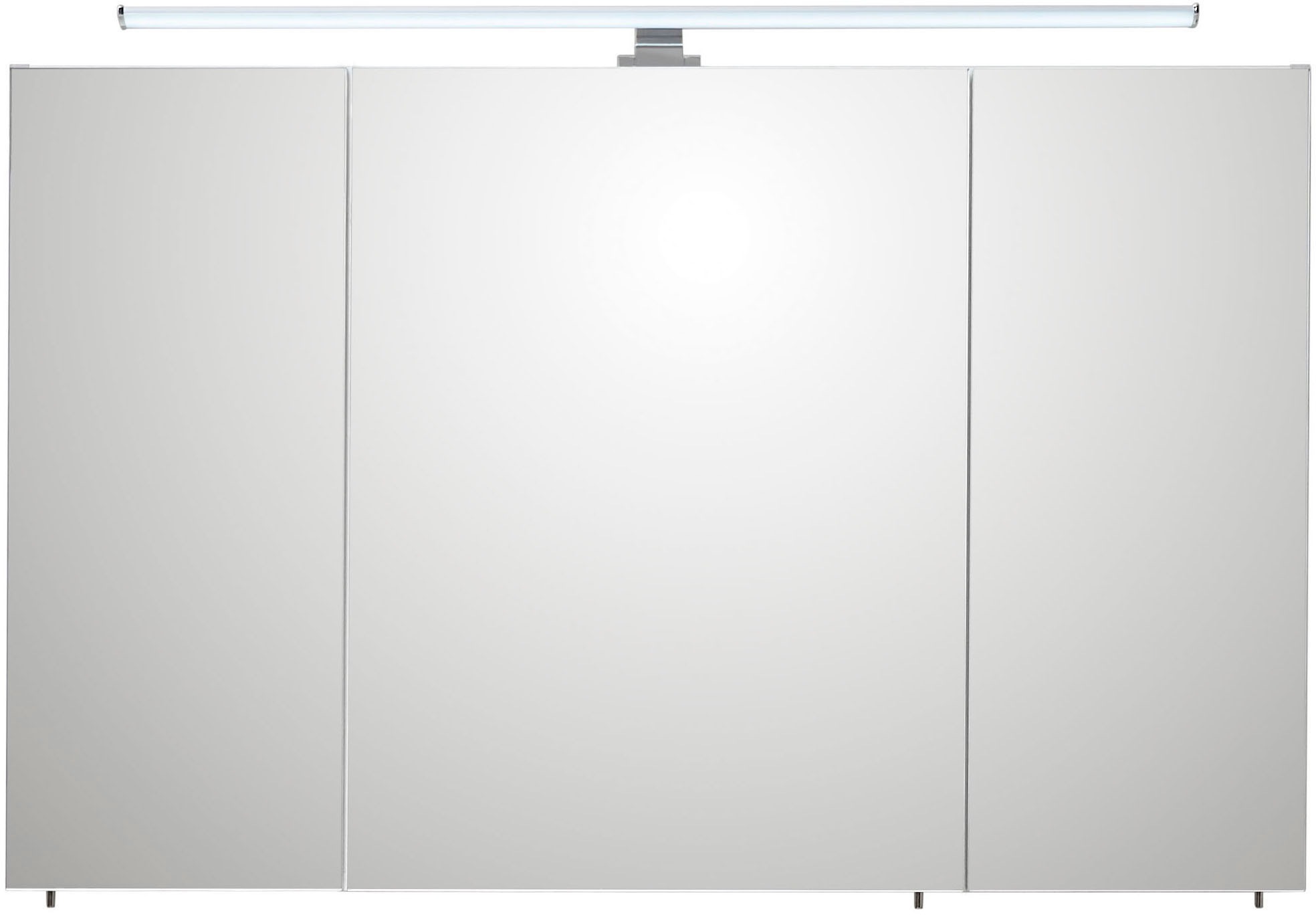 Saphir Badmöbel-Set »Quickset 936 4-teilig, Glaswaschtisch und LED-Spiegelschrank«, (Set, 4 St.), 2 Hochschränke, Eiche Weiß quer Nachbildung, inkl. Türdämpfer, 9 Türen