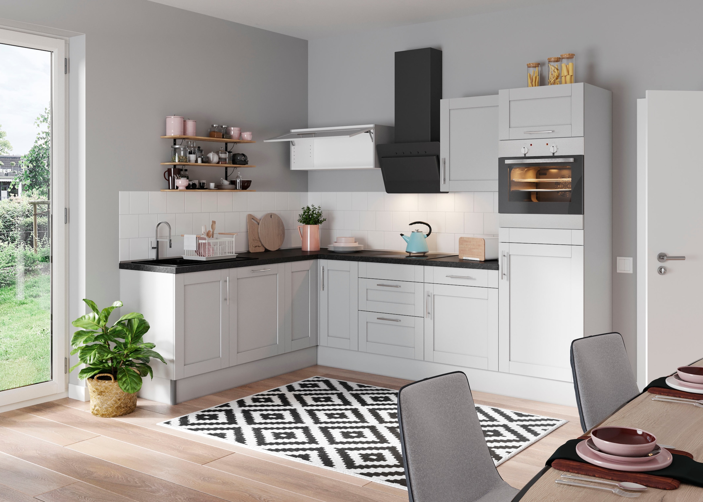 KOCHSTATION Küche »KS-Ahus«, 200 x 270 cm breit, wahlweise mit E-Geräten, Soft Close Funktion