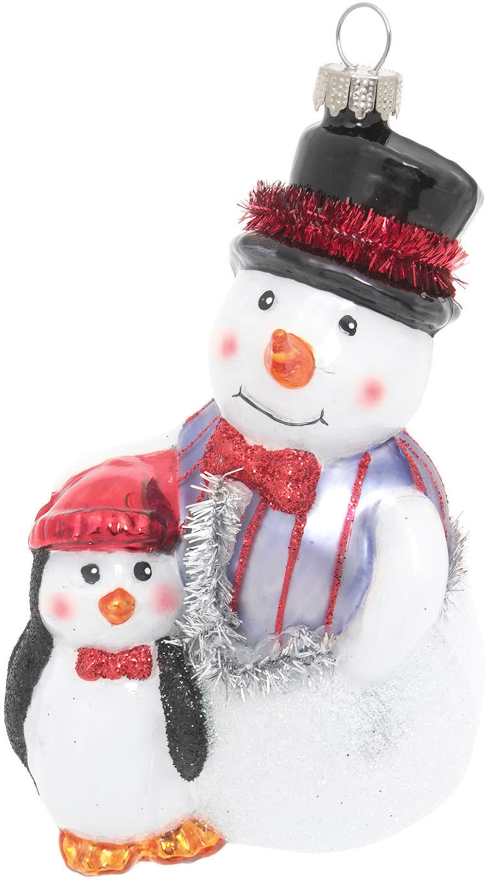 Christbaumschmuck »Schneemann mit Puinguin«, (1 tlg.), Christbaumschmuck aus Glas,...