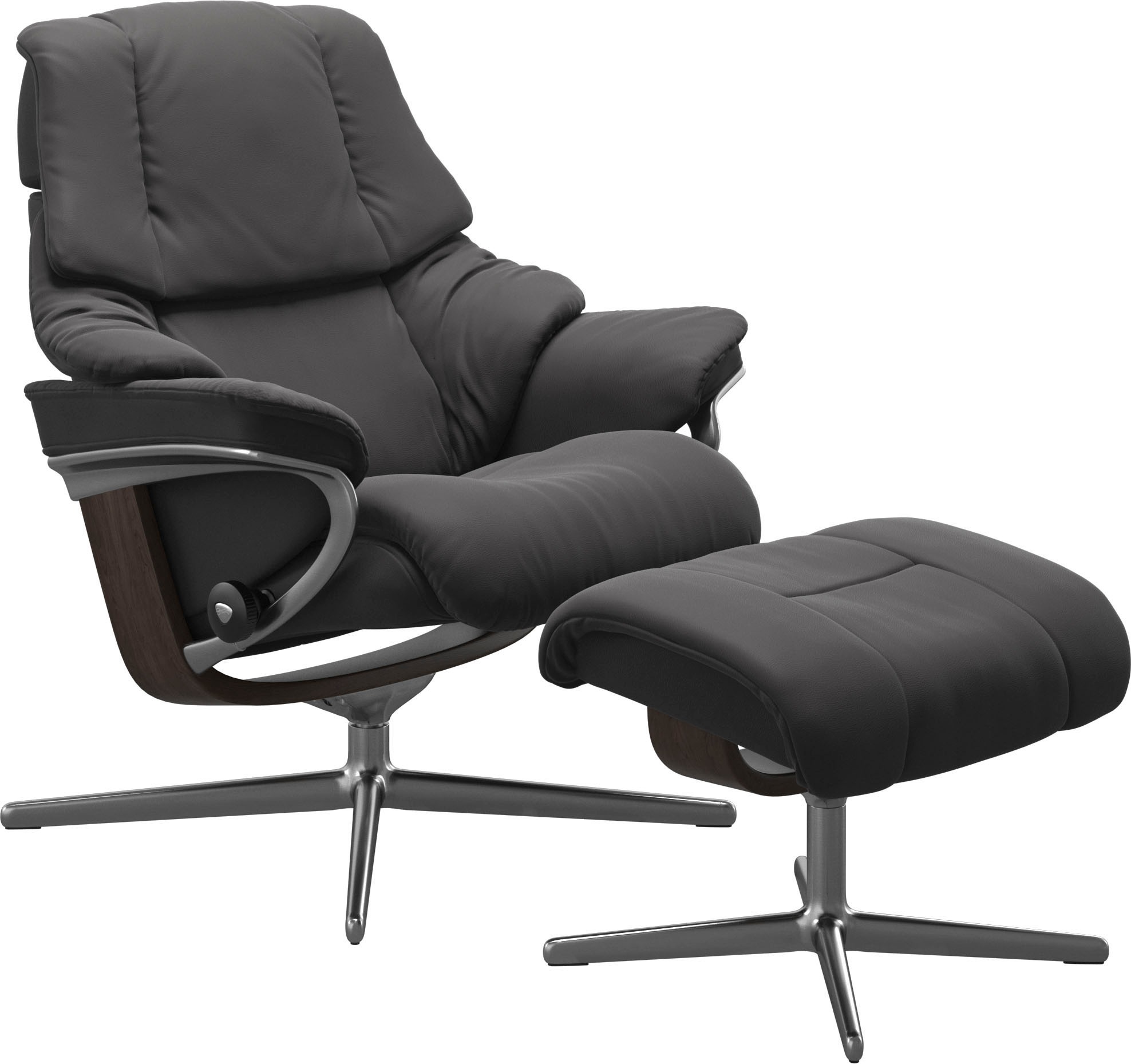 Stressless® Relaxsessel »Reno«, (Set, Relaxsessel mit Hocker), mit Hocker, mit Cross Base, Größe S, M & L, Holzakzent Wenge