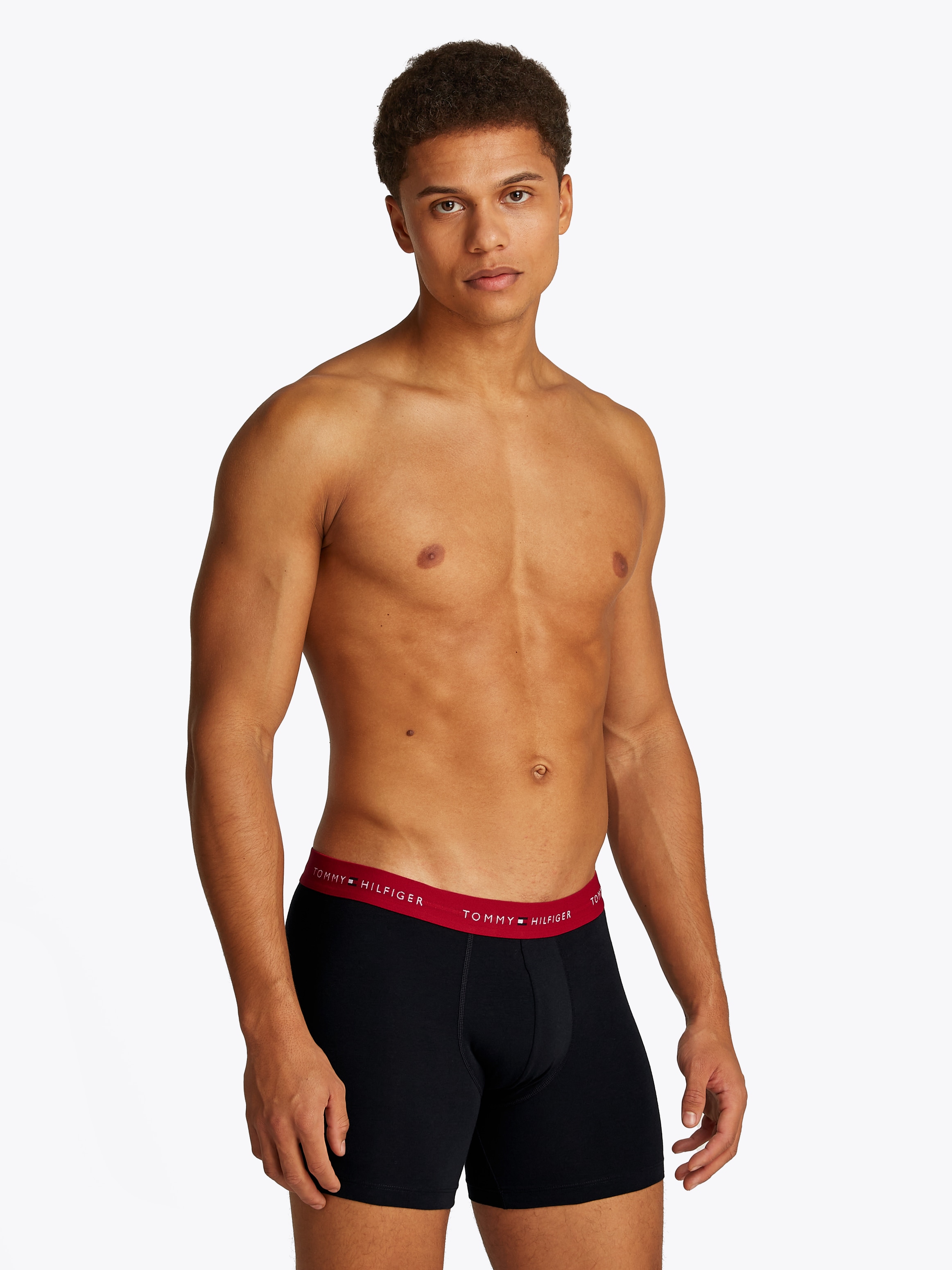 Tommy Hilfiger Underwear Boxershorts »3P BOXER BRIEF WB«, (Packung, 3 St., 3er-Pack), mit kontrastfarbenem Logobund