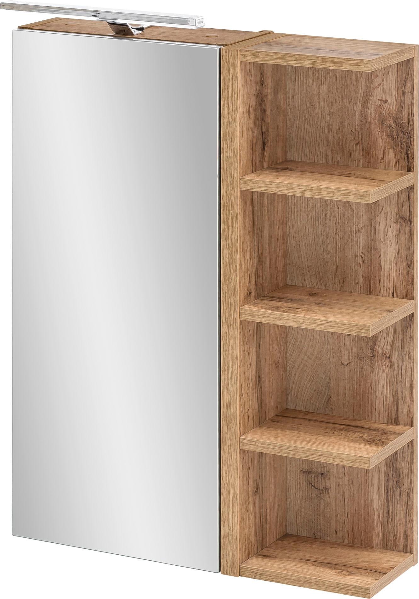 Schildmeyer Spiegelschrank »Esther«, Breite 50 cm, 1-türig, LED-Beleuchtung, Schalter-/Steckdosenbox, Glaseinlegeböden, 4 Regalfächer, Made in Germany
