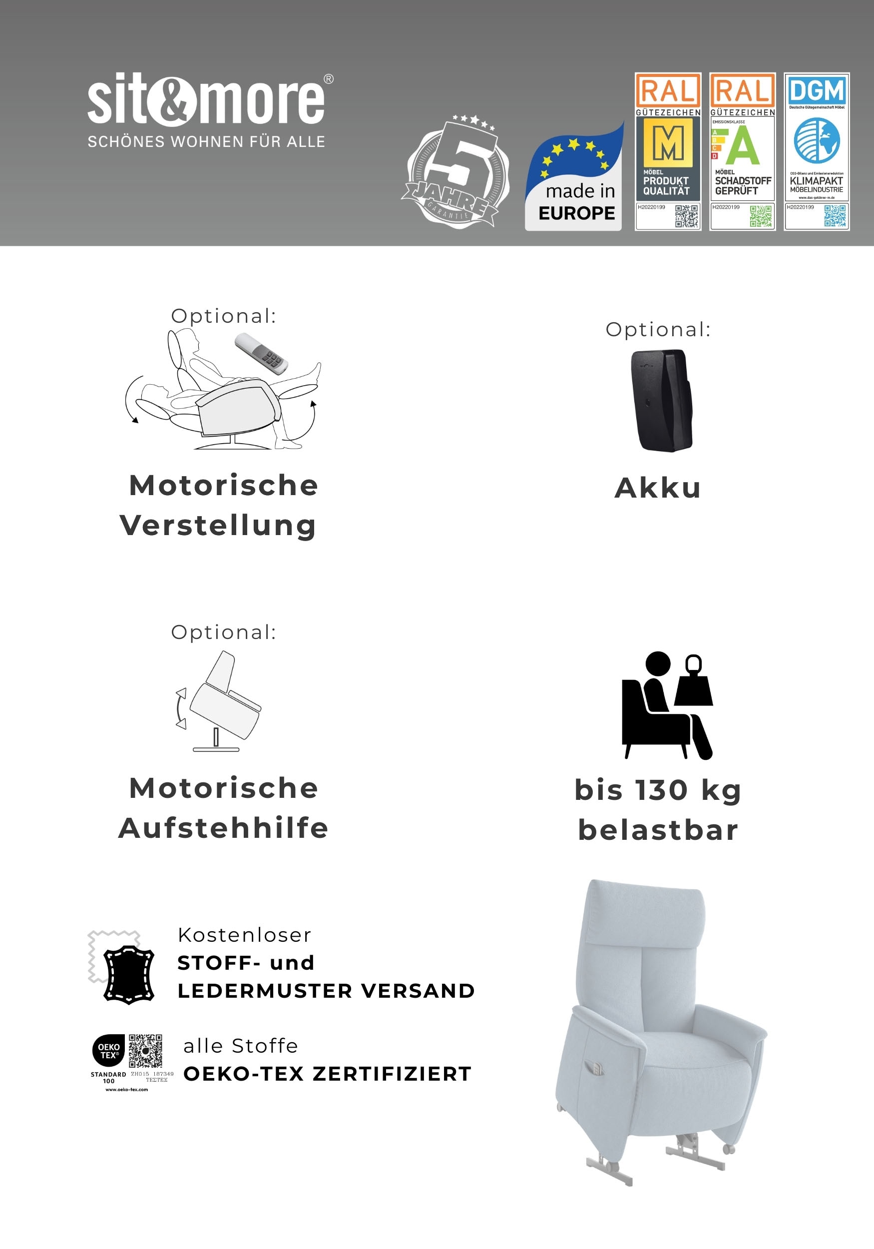sit&more TV-Sessel »Cremona Comfort« wahlweise manuell oder elektrischer Funktion mit Akku