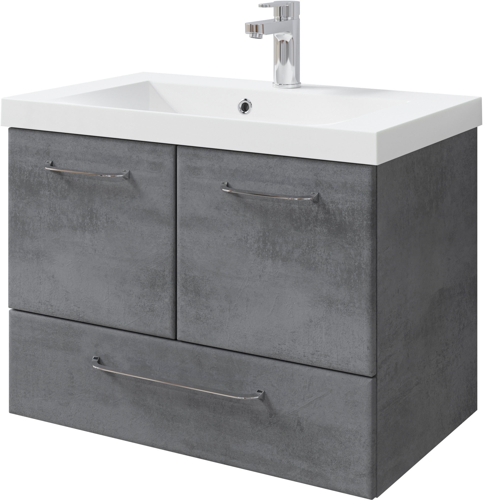 Saphir Badmöbel-Set »Quickset 945 Mineralmarmor-Waschtisch mit Unterschrank, 74 cm breit« 1 Stk. tlg.