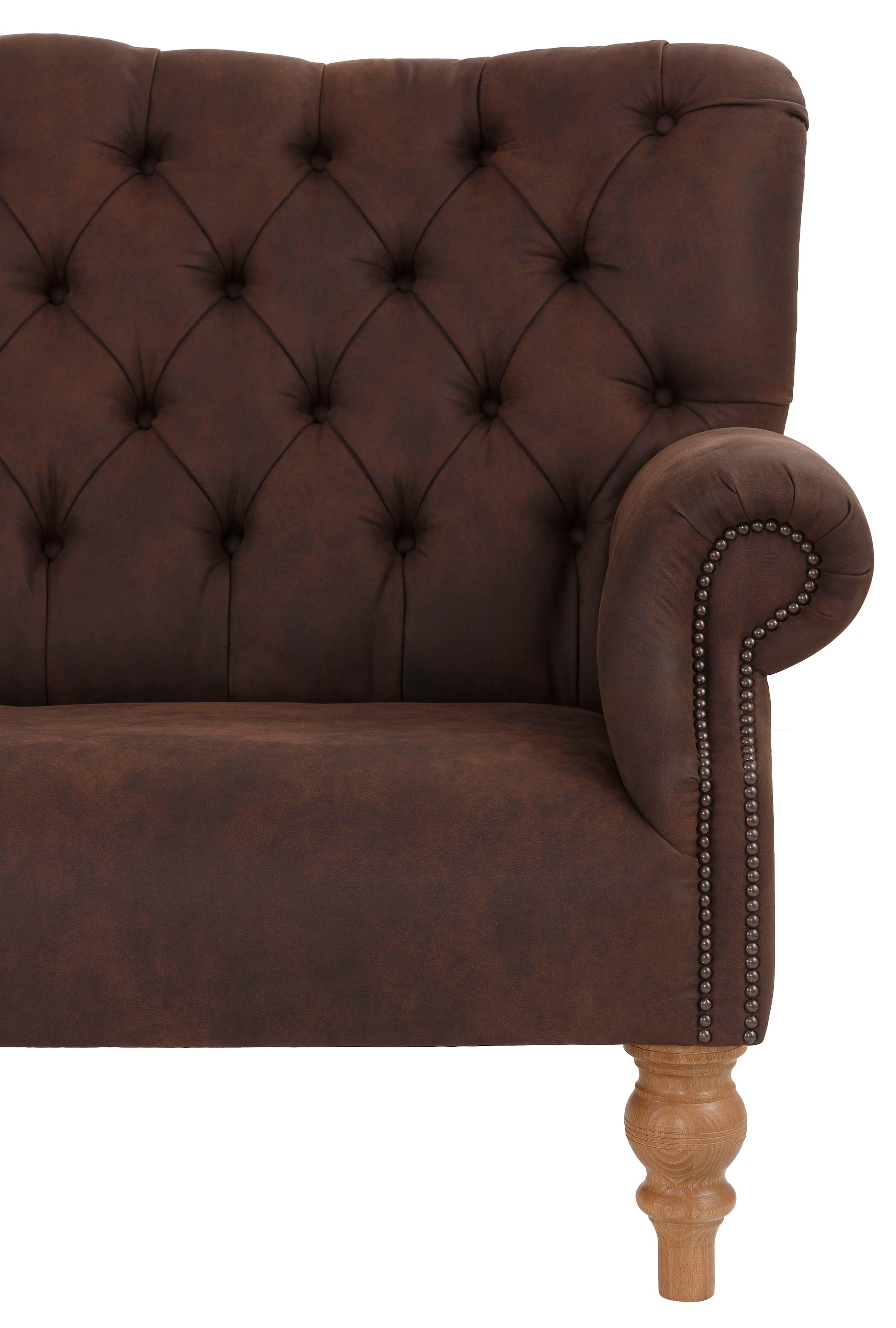 Home affaire Chesterfield-Sofa »Lord«, mit echter Chesterfield-Knopfheftung und Ziernägeln