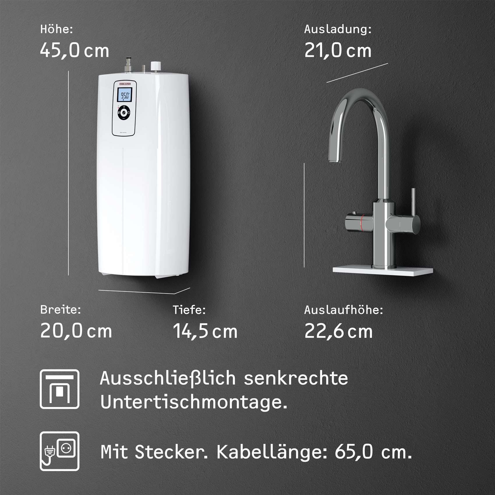 STIEBEL ELTRON Untertisch-Trinkwassersystem »Kochendwassergerät HOT 2.6 N Premium + 3in1 b gebürstet« Set mit Heißwassergerät und speziellem Wasserhahn für die Küche