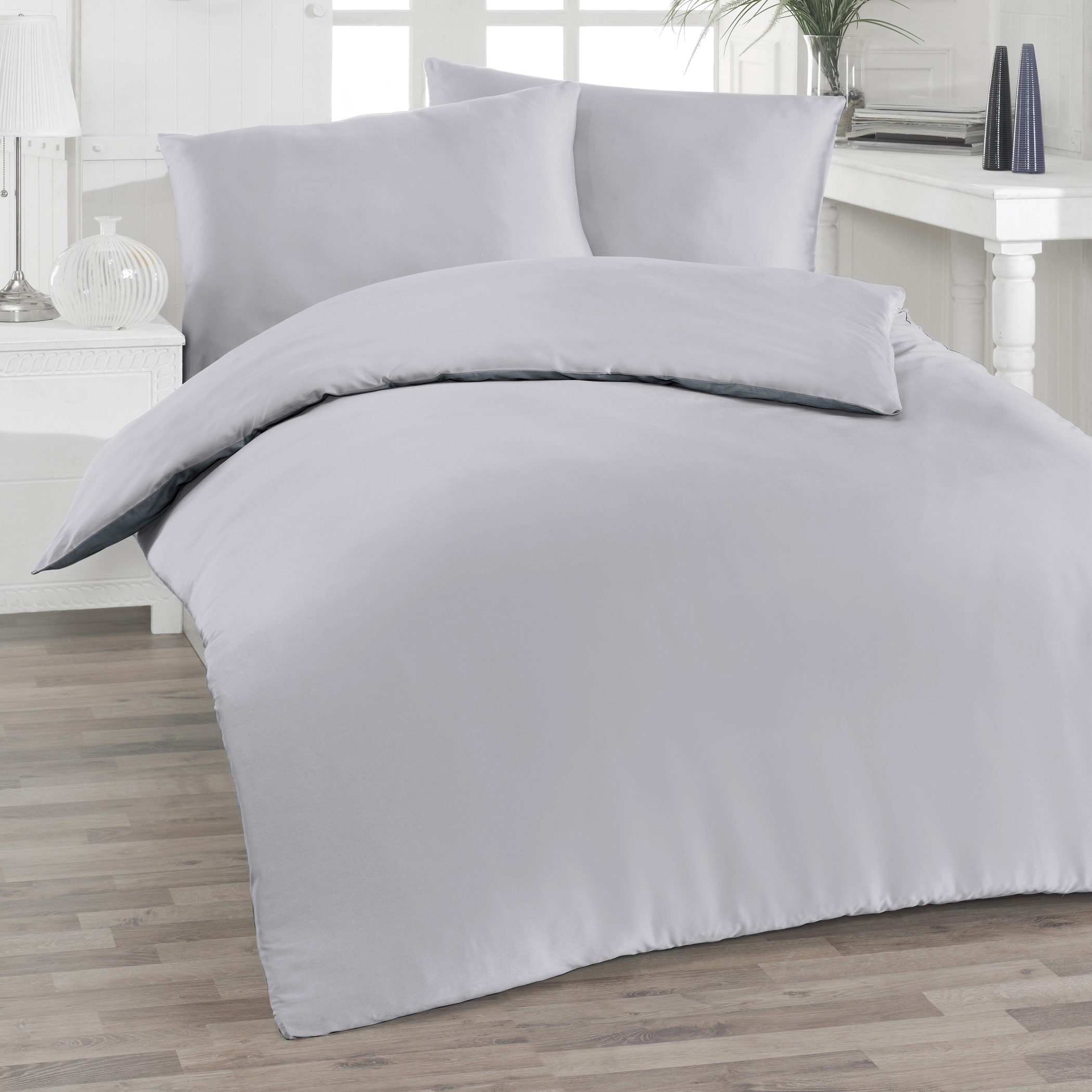 Florella Bettwäsche »UNI silber Edel-Satin,  100% Baumwolle«