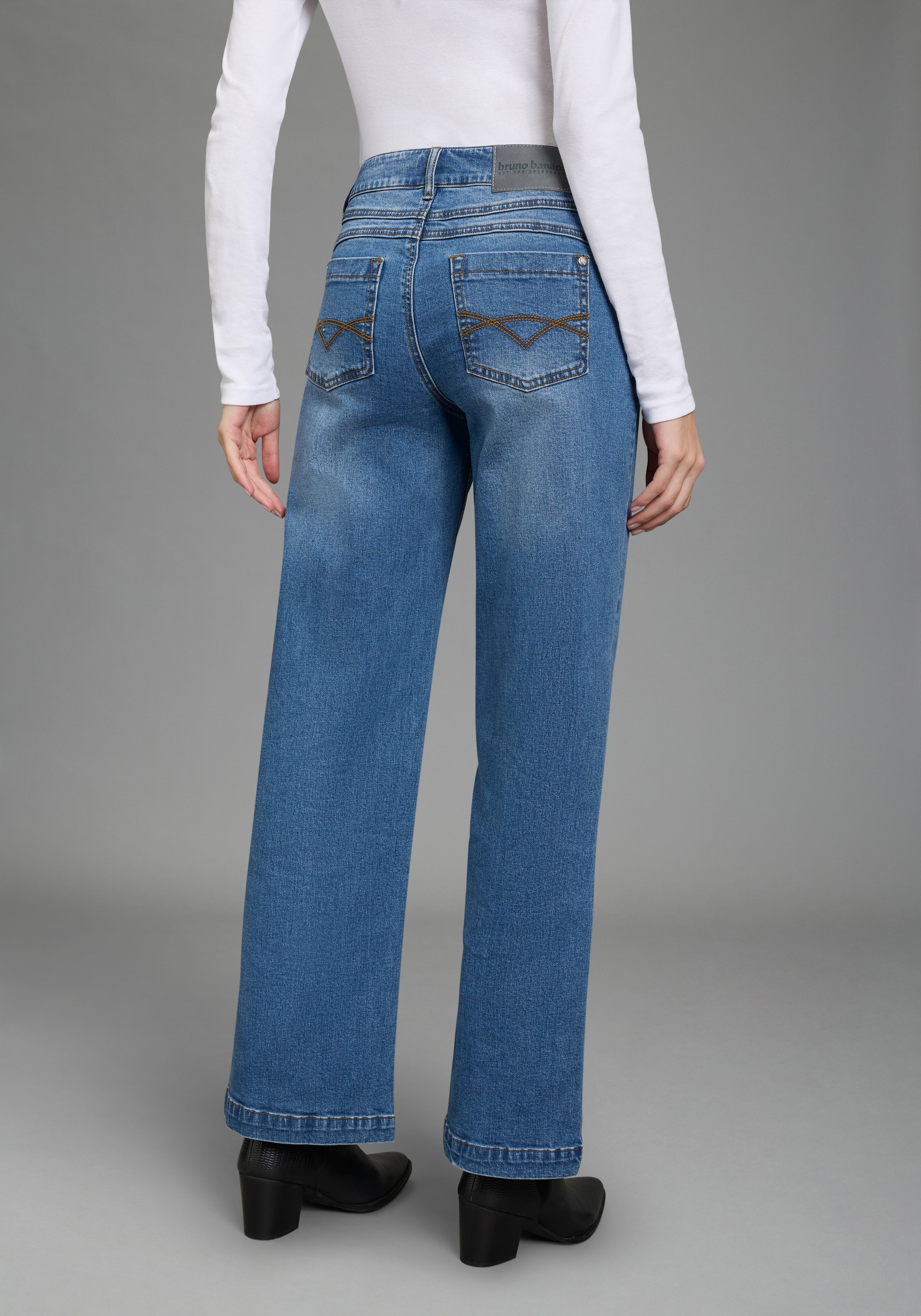 Bruno Banani Weite Jeans mit Elasthan-Anteil, aus Baumwollmaterial