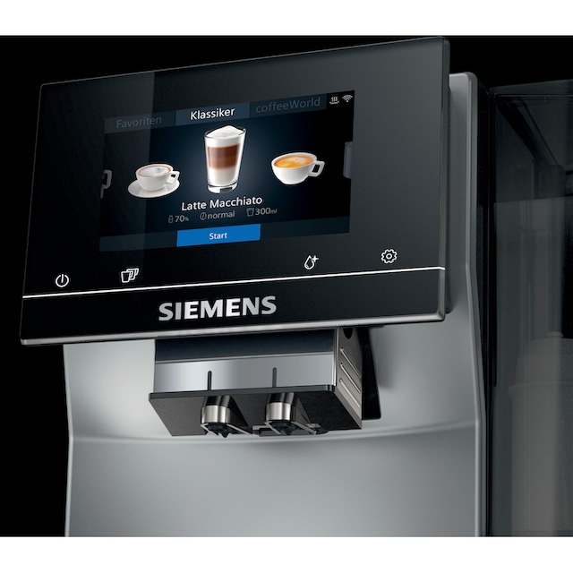Full-Touch -Display, bei »EQ.700 silber bestellen Kaffeevollautomat SIEMENS Milchsystem-Reinigung OTTO 10 bis Profile TP705D47«, Inox metallic speicherbar,