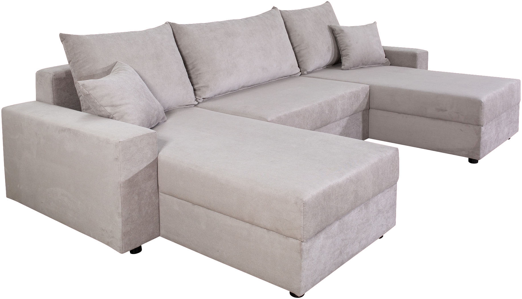 COLLECTION AB Wohnlandschaft »Pico U-Form, Breite 252, mit Schlaffunktion, Bettkasten & Zierkissen«, Wohnlandschaft,2 X Ottomane,Polyätherschaum Polsterung