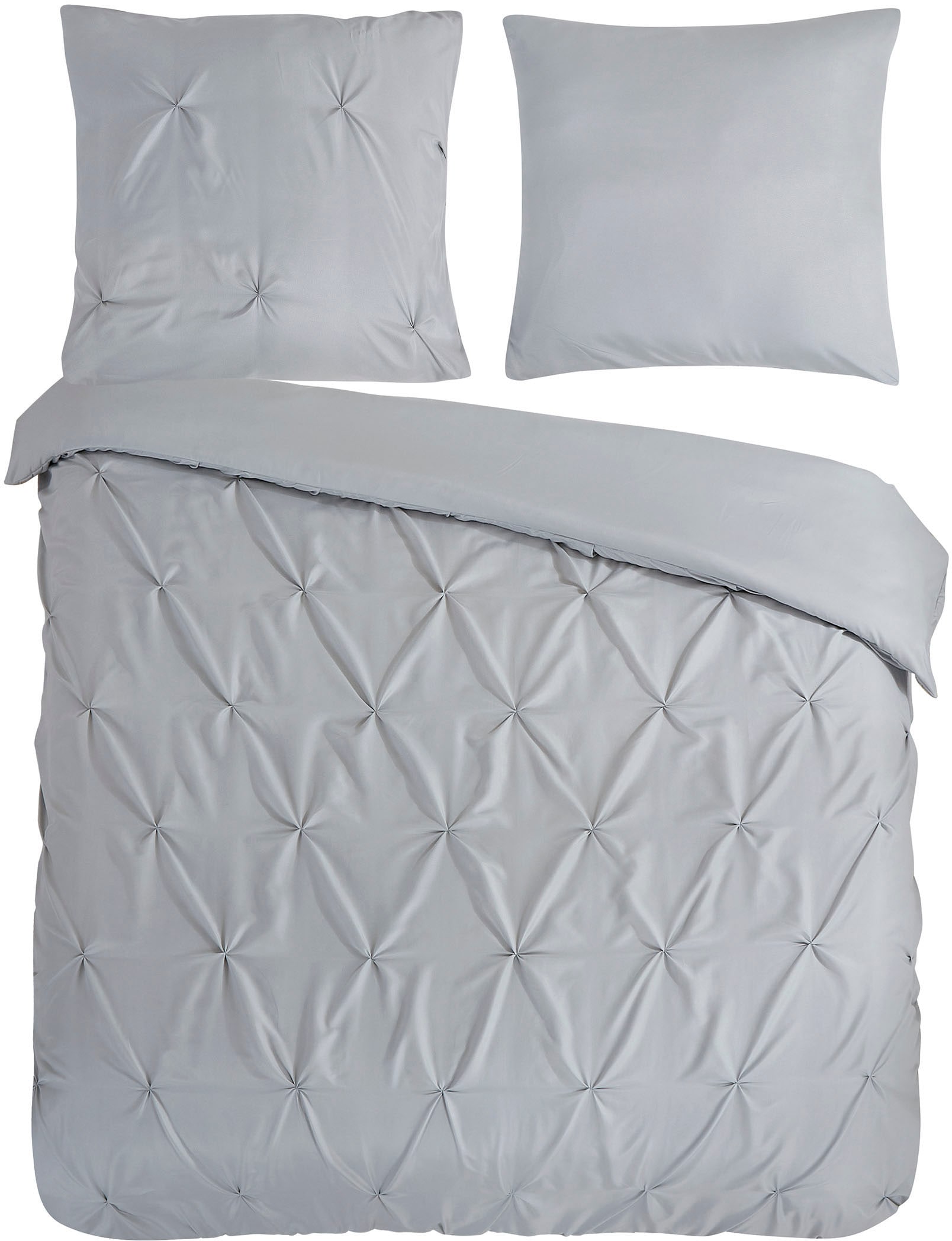 PURE luxury collection Bettwäsche »Elegance«, Mikrofaser, Uni, Stickerei, luxuriöse Falten, Reißverschluss, Grün