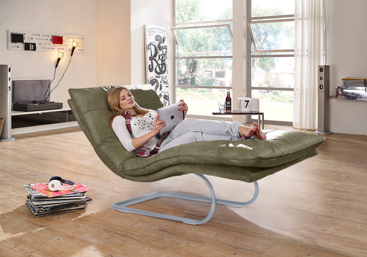 W.SCHILLIG Relaxliege »daily dreams«, in Waffelkissen-Optik, wahlweise mit Motor, silber matt, in 2 Breiten