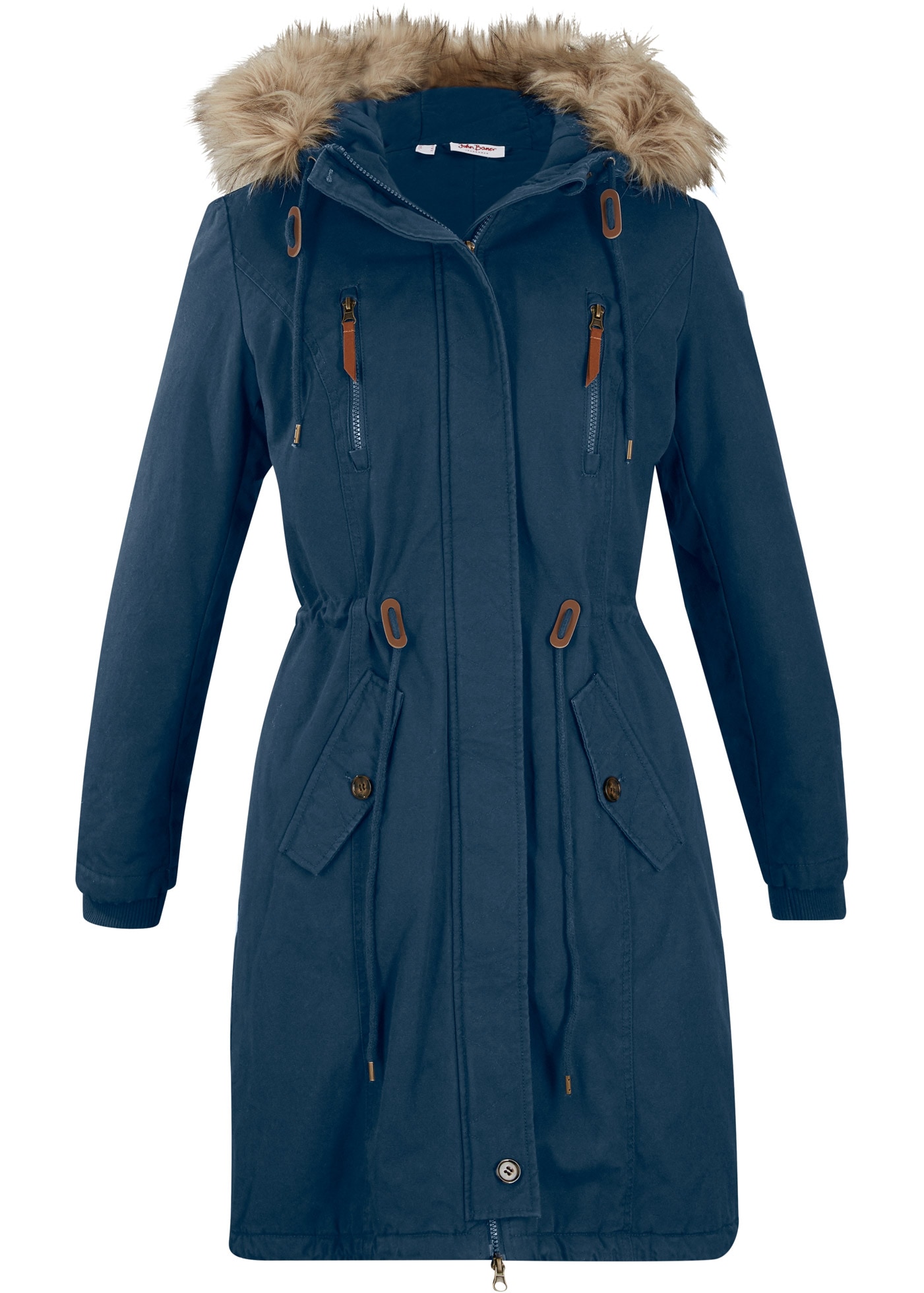 bonprix Parka mit Kapuze mit Kapuze mit Fellimitat, weitenregulierbar