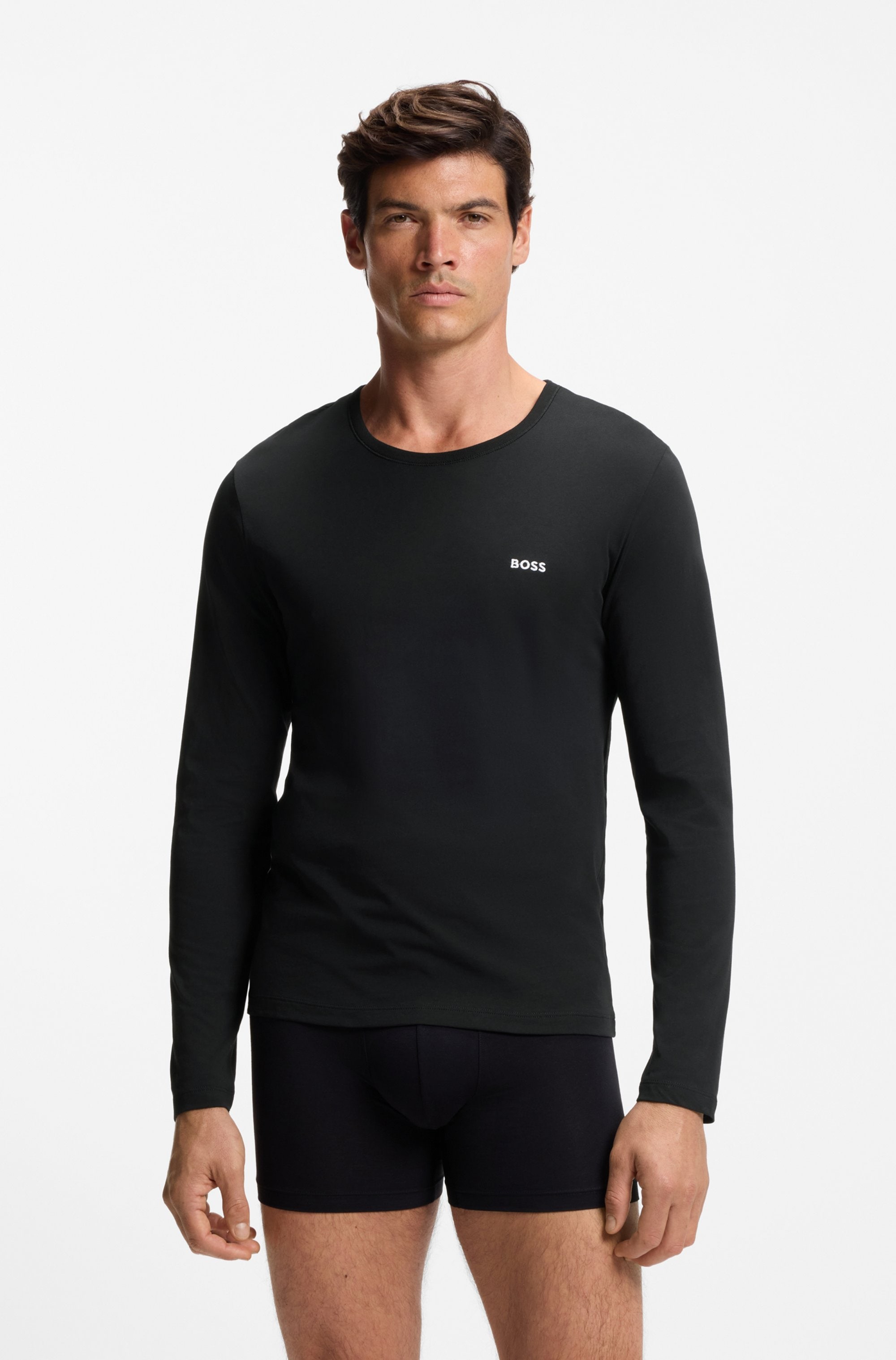 BOSS Langarmshirt »longsleeve-Shirt R-Neck Classic COTTON 3pcs/pack«, (3 tlg.), mit BOSS Logo-Schriftzug
